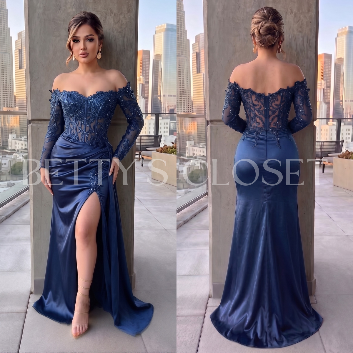 Francesca Off Shoulder Embroidered Embellished Sequins Glam Gown