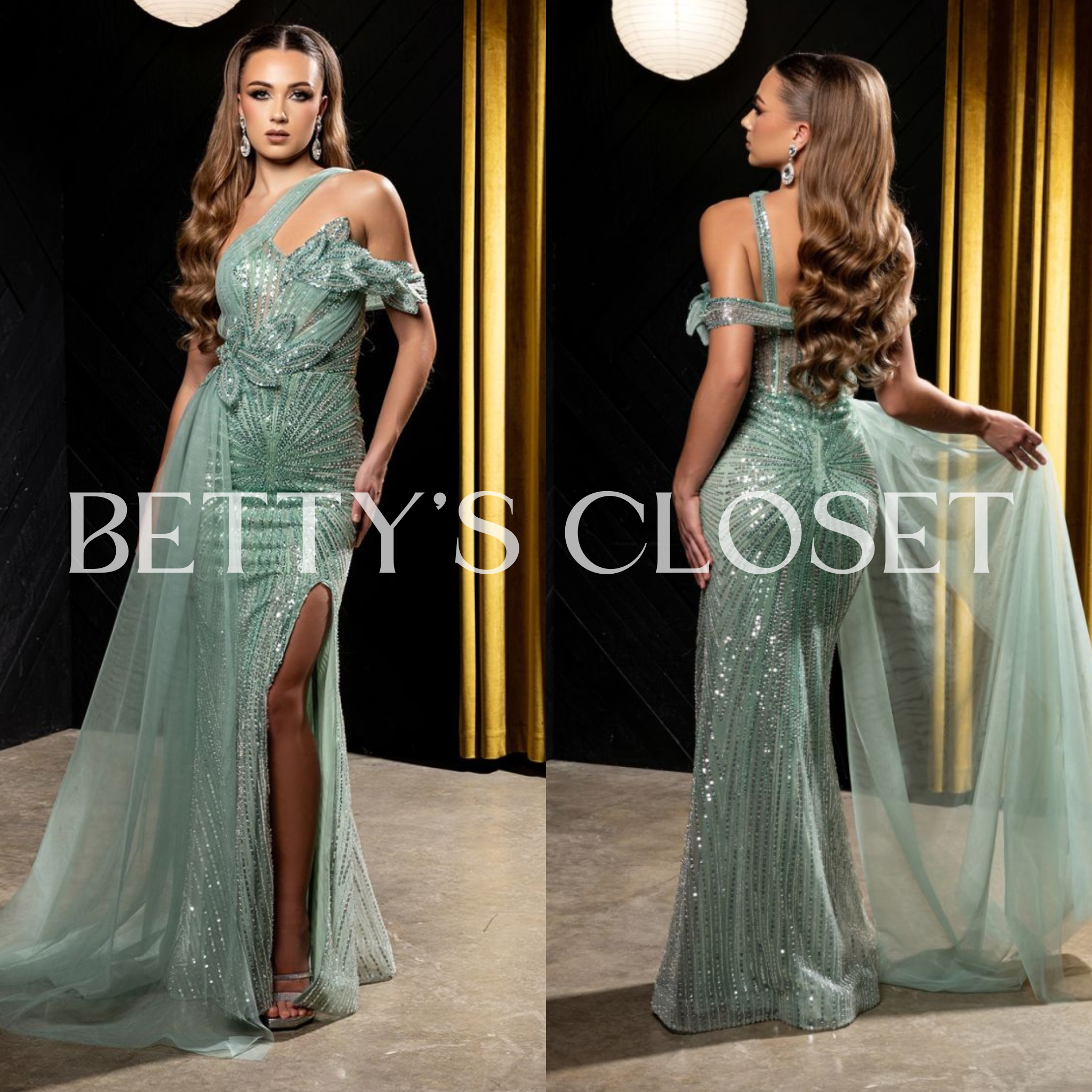 Emily 3D Flower Beaded One Shoulder Prom Gown
