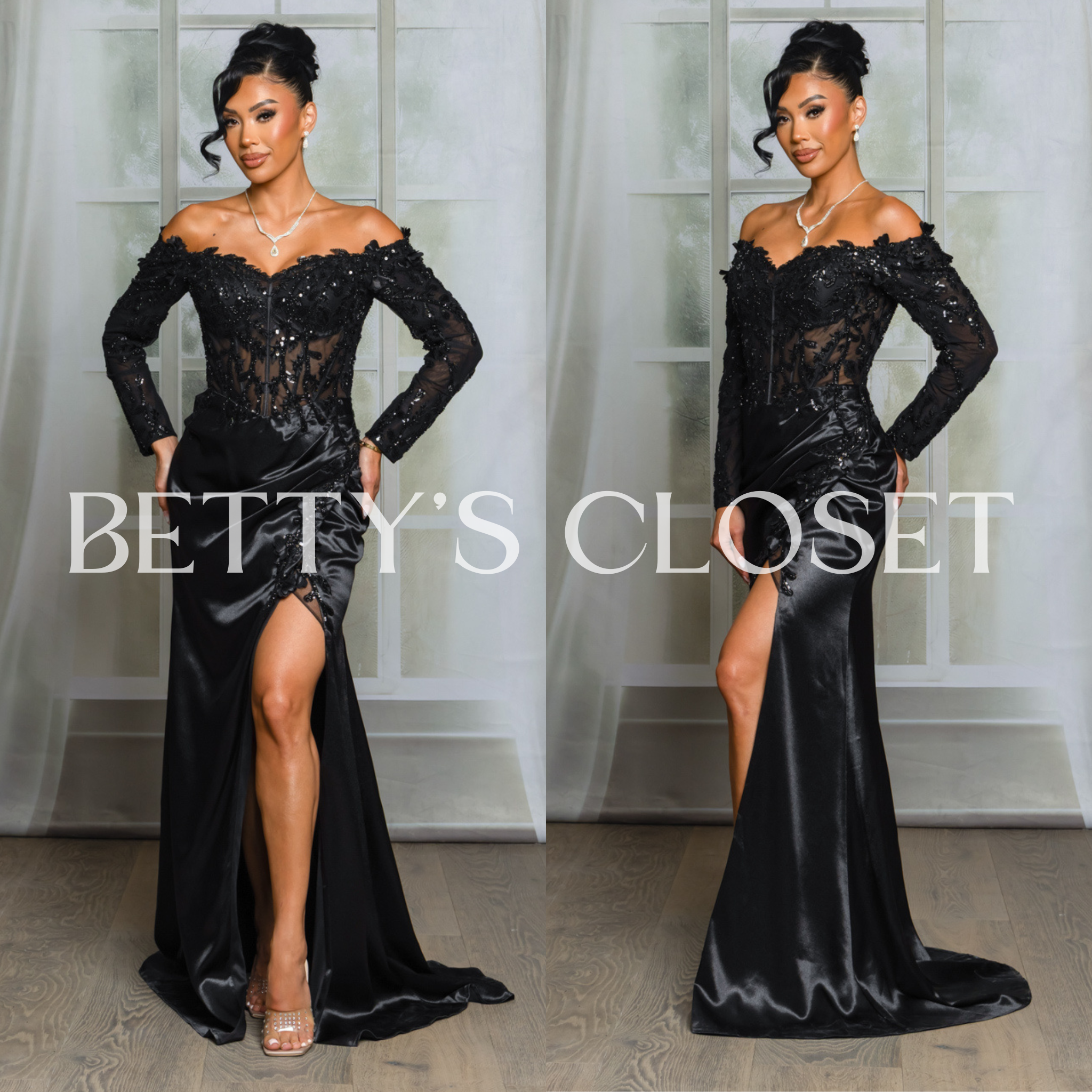 Francesca Off Shoulder Embroidered Embellished Sequins Glam Gown