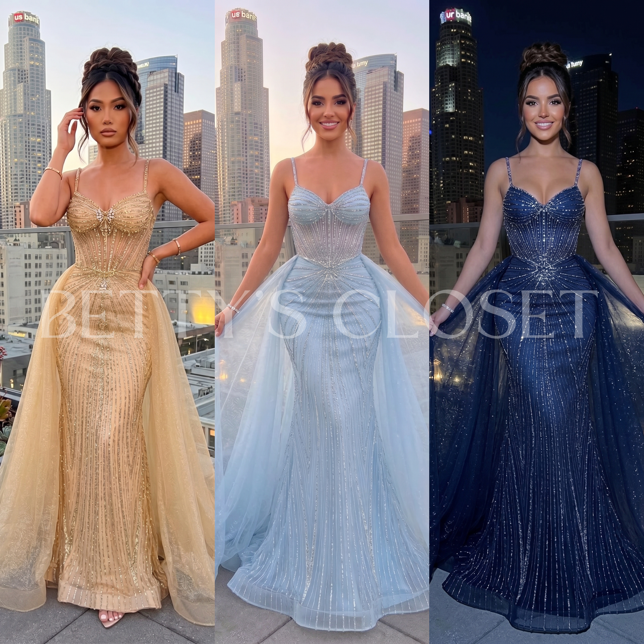 Vanessa Embellished Gown W/ Removable Cape