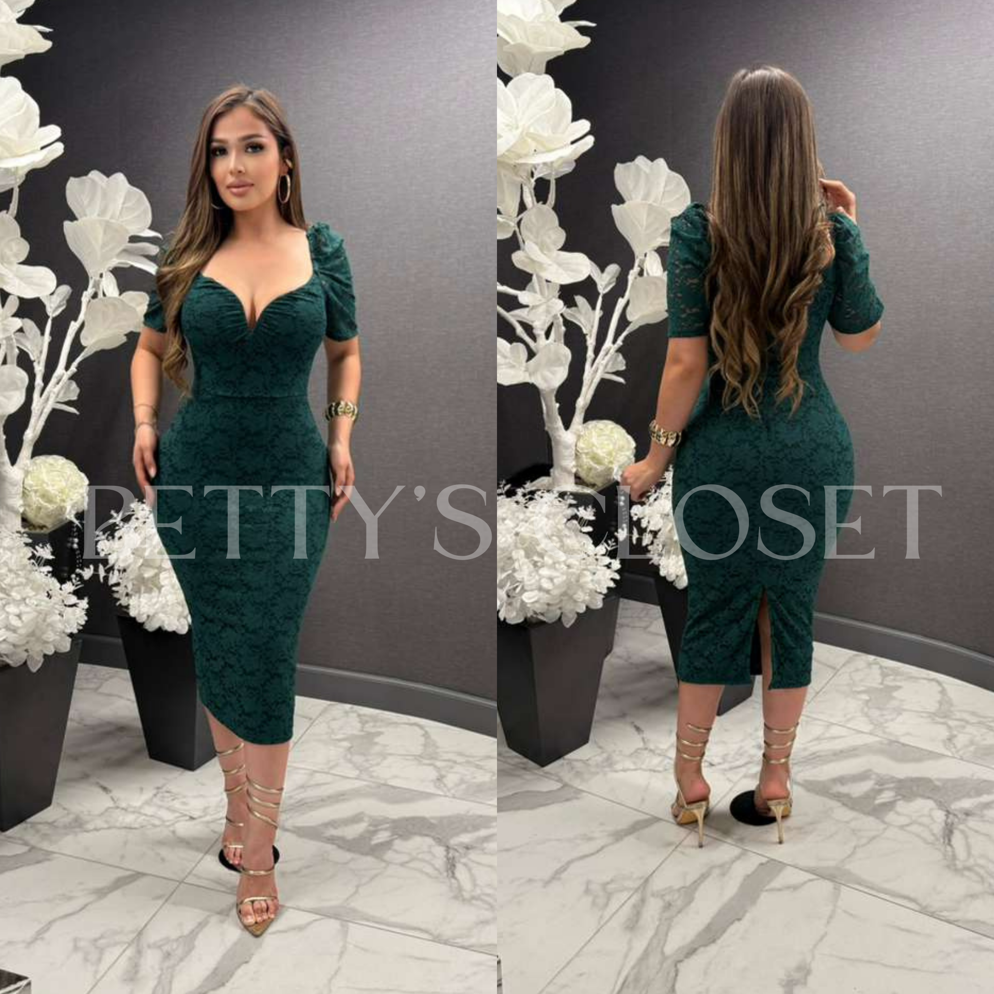 Luna Lace Sweetheart Neckline Midi Dress (UPTO XL)