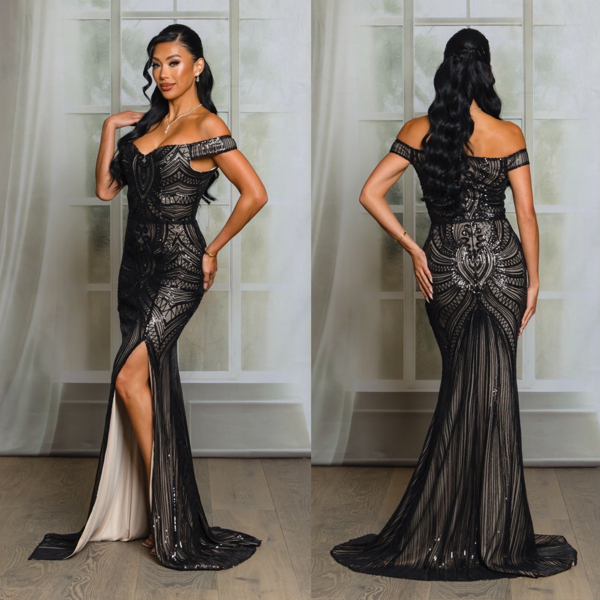 Alejandra Off Shoulder Sequins Gown