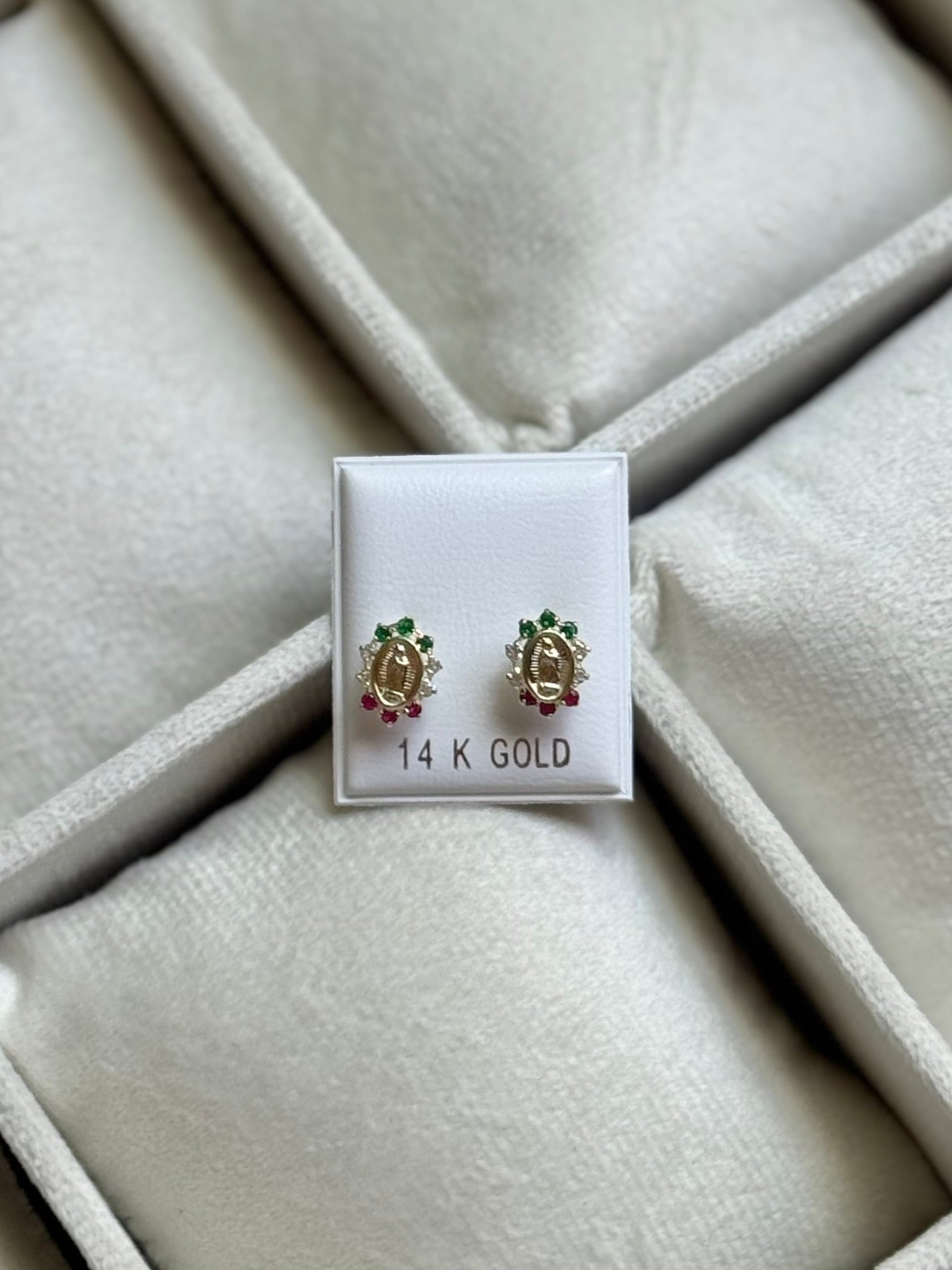 14K GOLD Virgin Mary Earrings