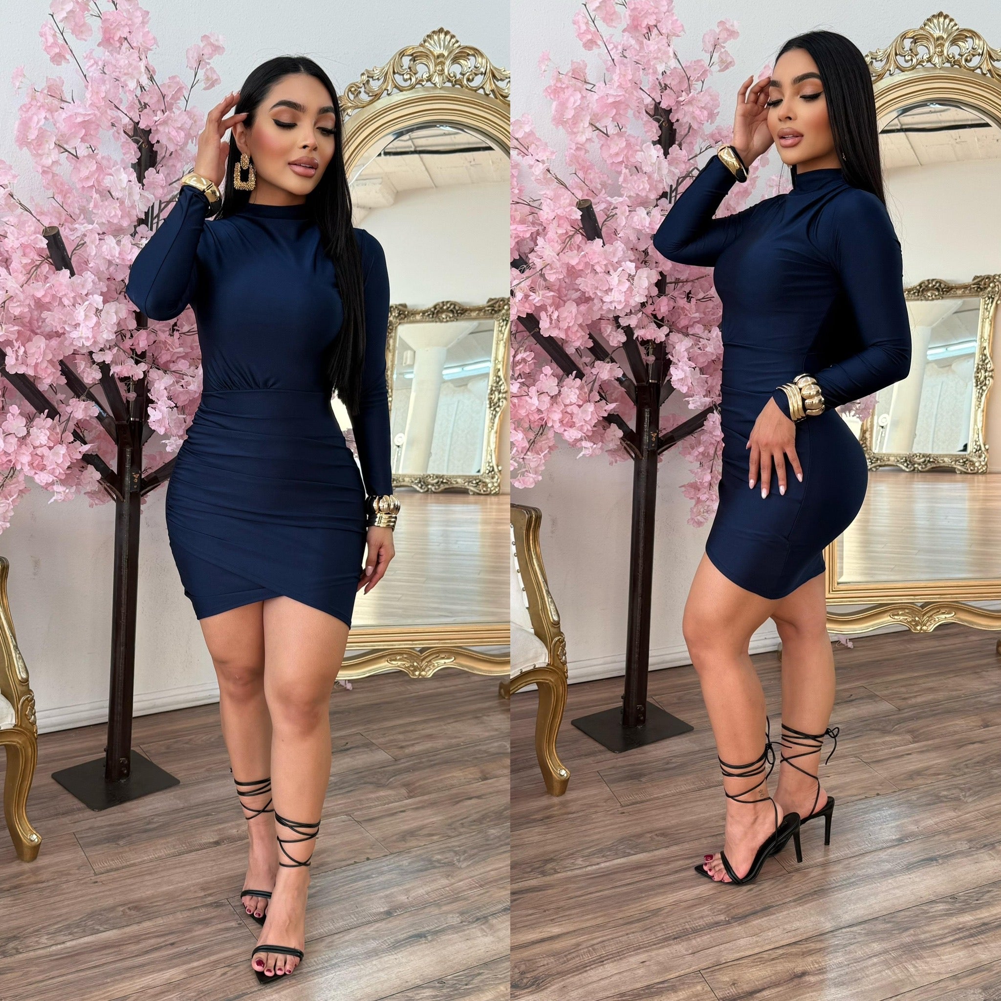 Jayden Mid Length High Neck Stretchy Dress