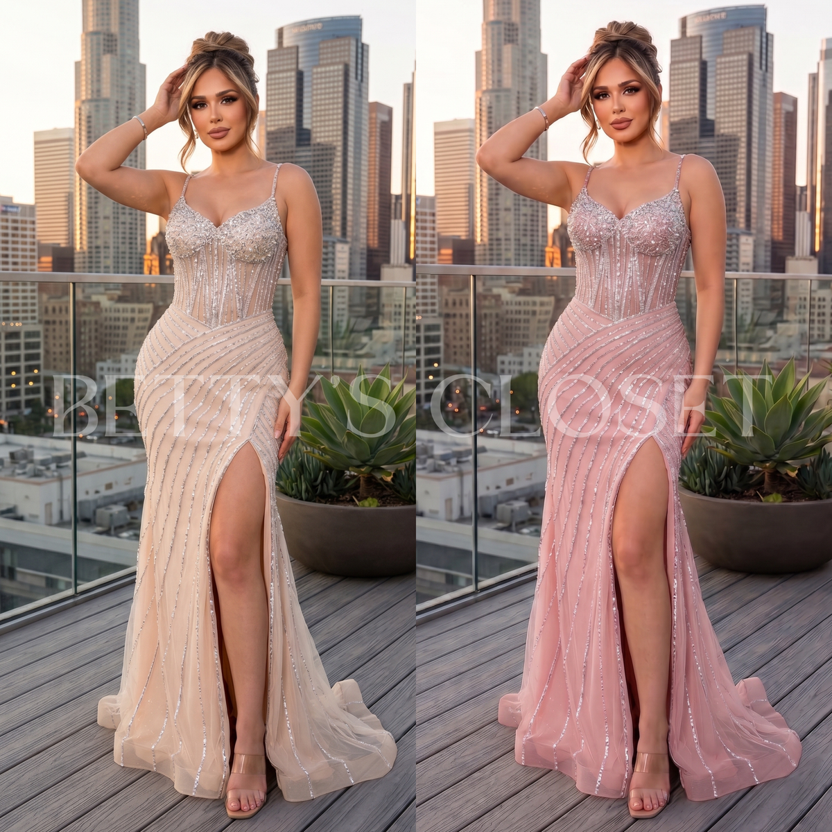 Catalina Embellished Formal Lace Up Back Gown