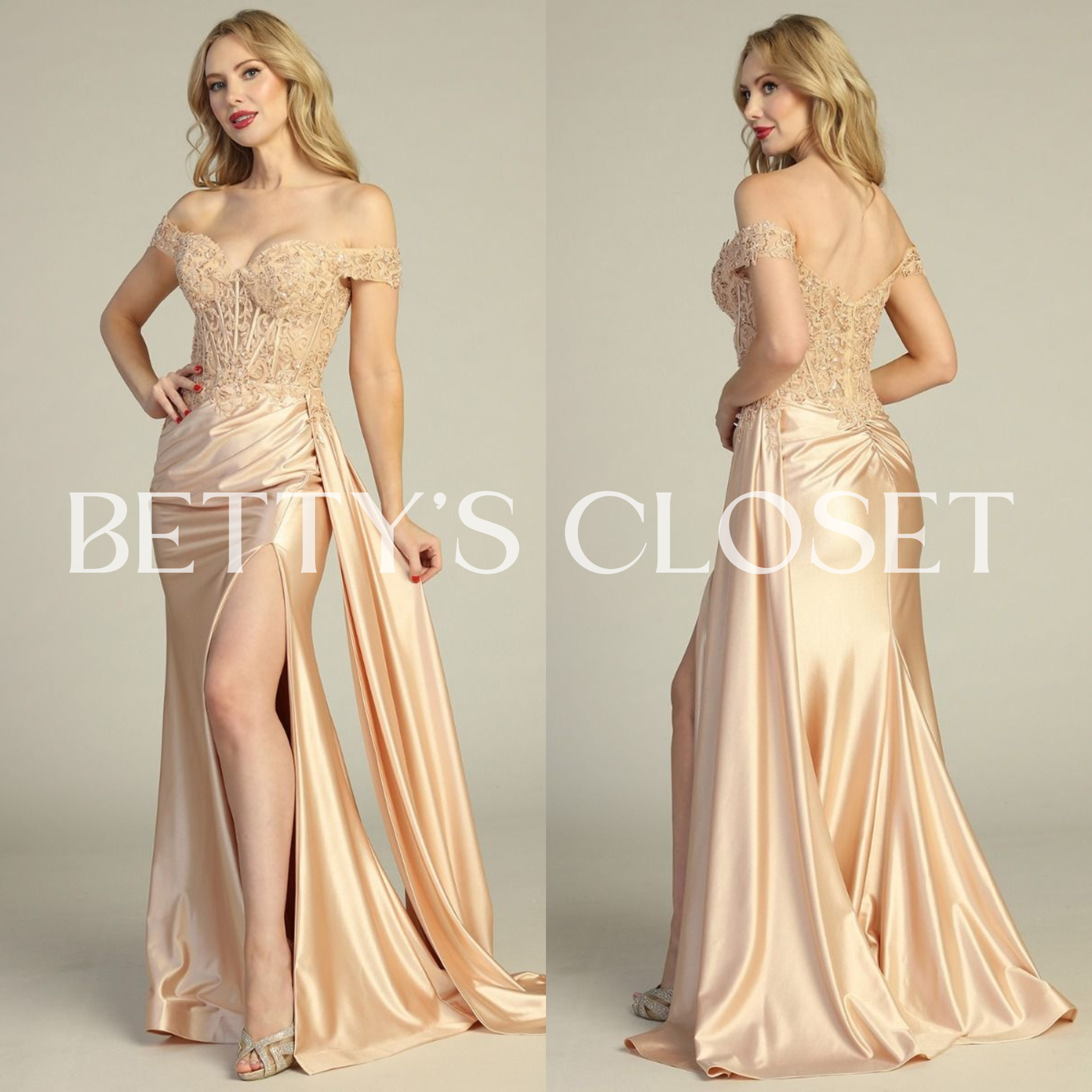 Luna Embroidered Off Shoulder Prom Gown