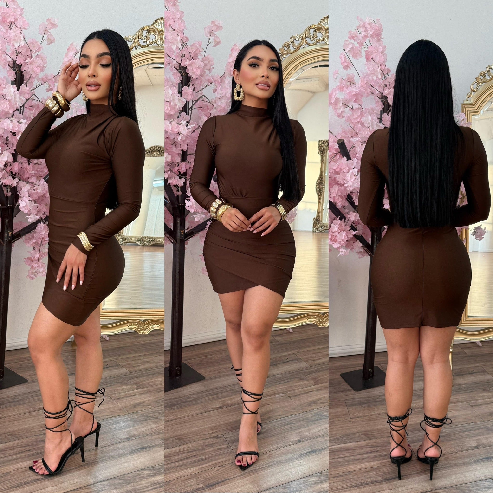 Jayden Mid Length High Neck Stretchy Dress