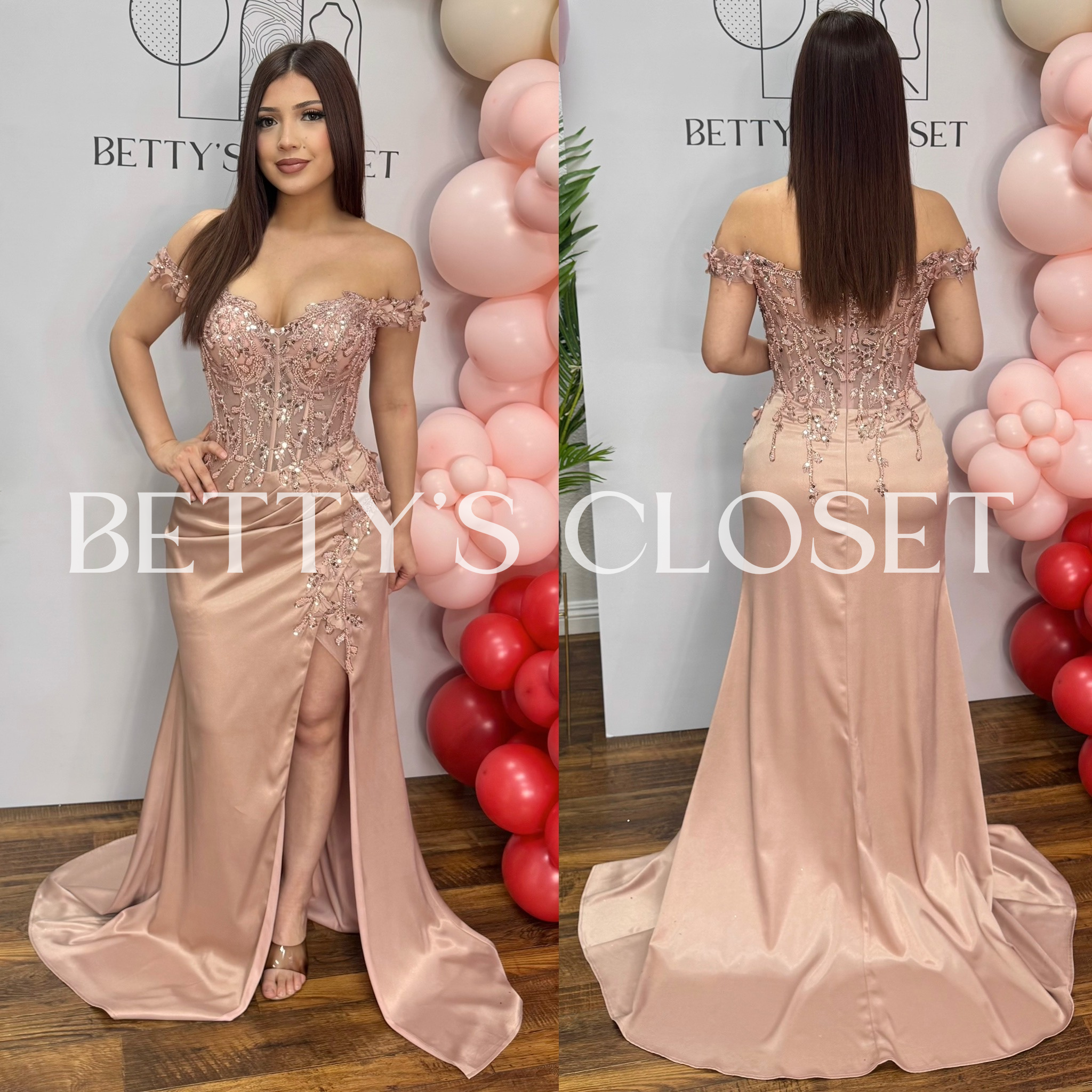 Reyna Off-shoulder Beaded Mermaid Satin Glam Gown