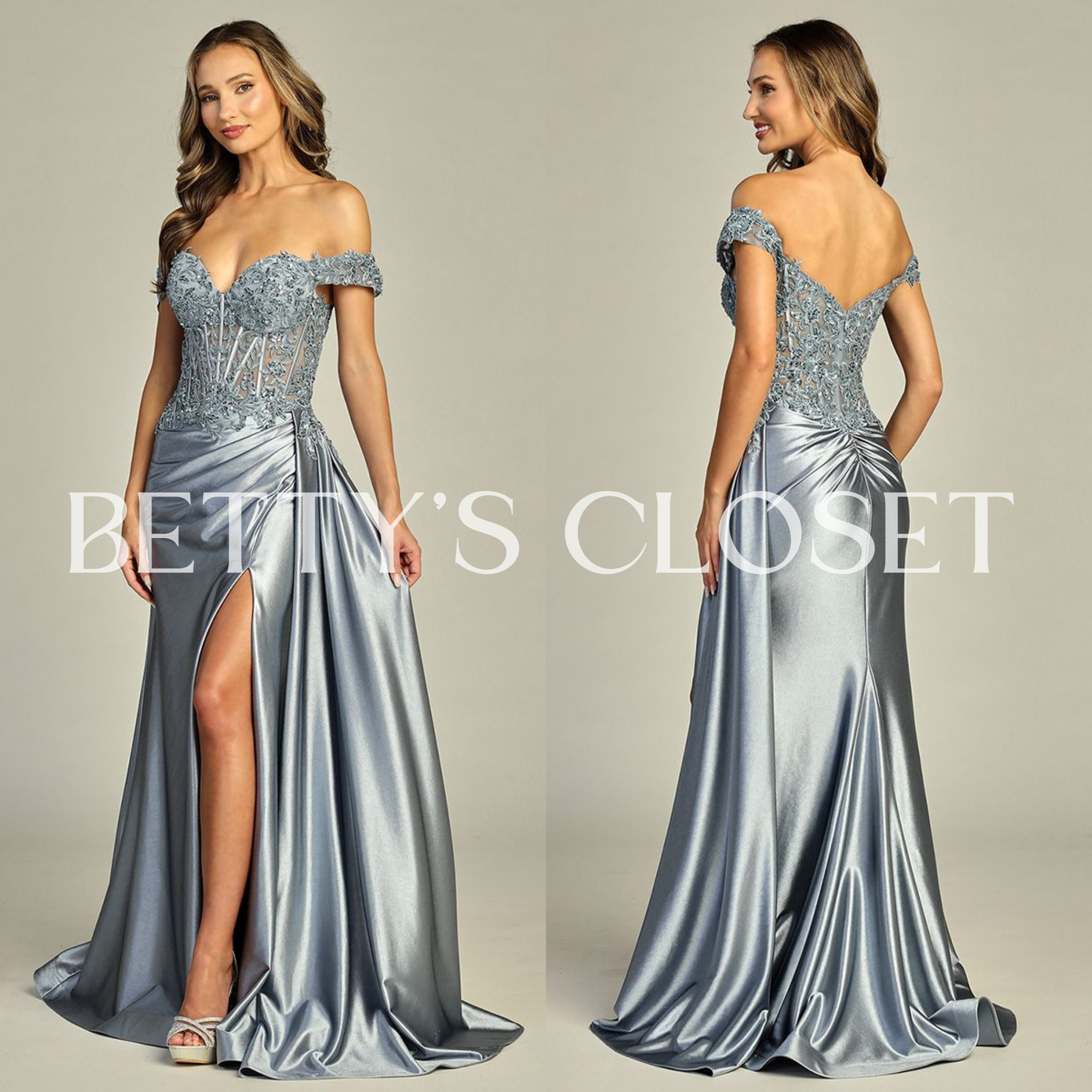 Luna Embroidered Off Shoulder Prom Gown