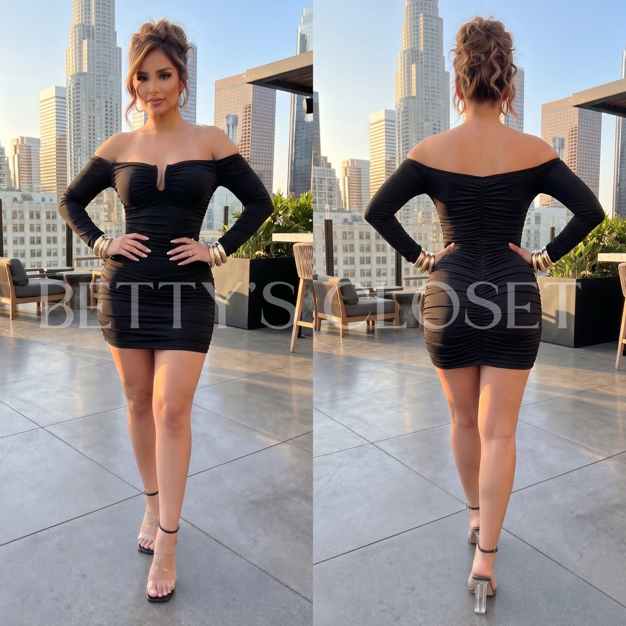 Jenna Off Shoulder Ruched Mini Dress