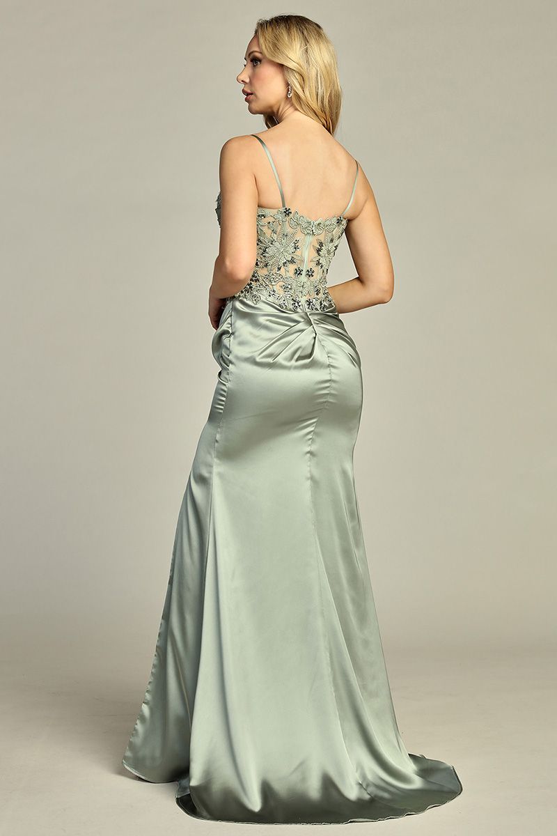 Jimena Lace Embroidered Satin Gown