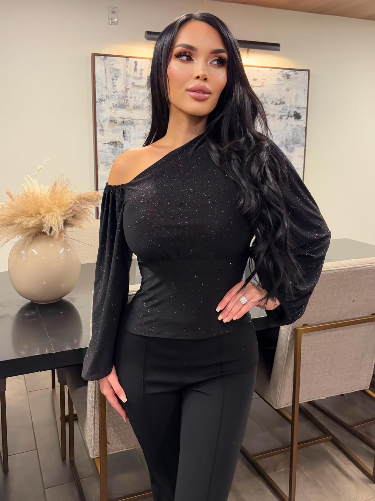 Karla Glitter Long Sleeve Blouse