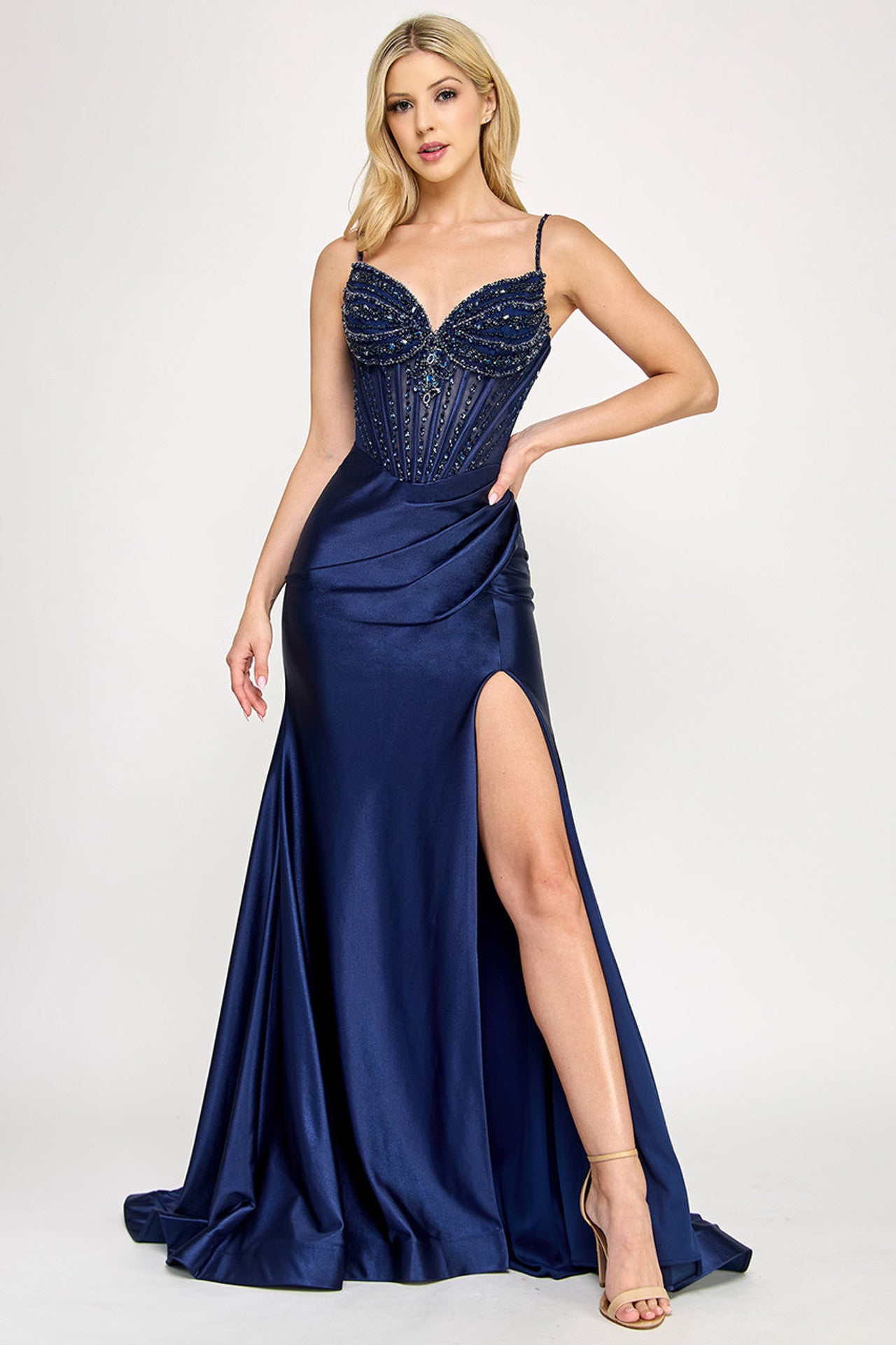 Elizabeth Embellished Satin Gown