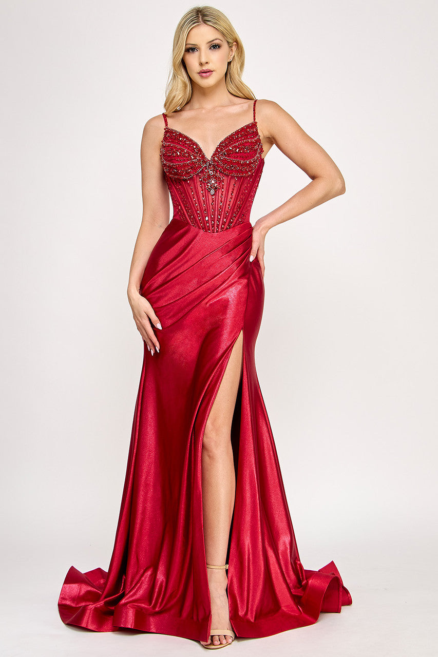 Elizabeth Embellished Satin Gown