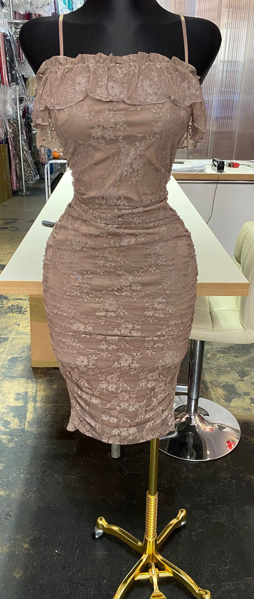 Jessie Lace Midi Dress with Straps