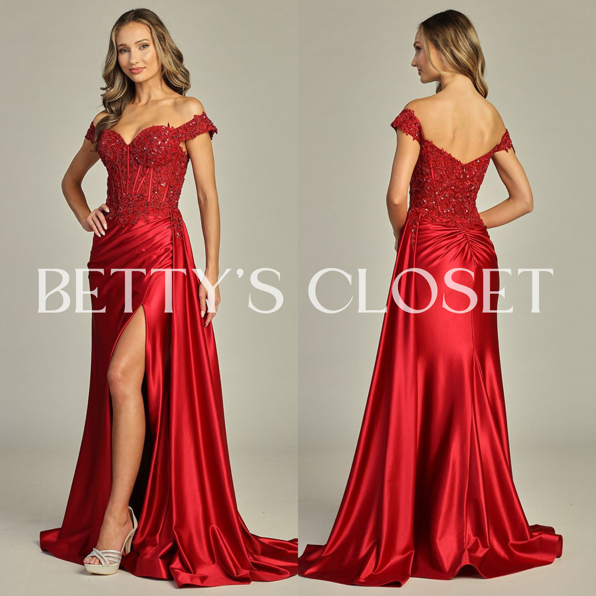 Luna Embroidered Off Shoulder Prom Gown