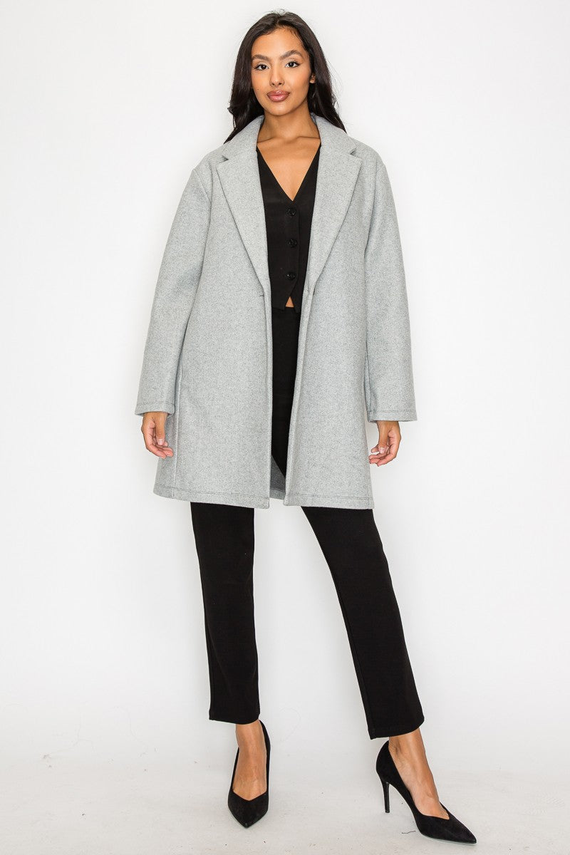 Daisy One-button Solid Notch Coat