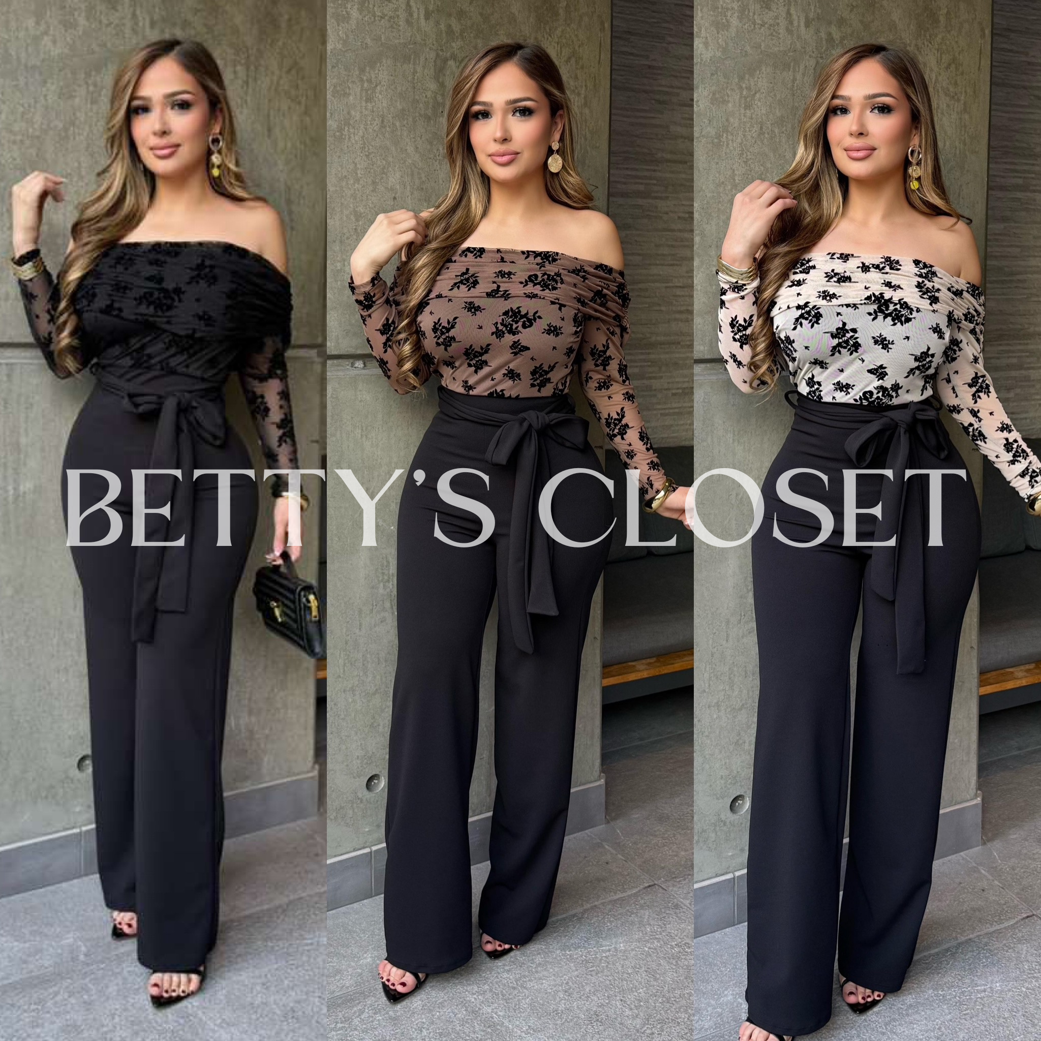 Danielle Off Shoulder Long Sleeve Lace Jumpsuit