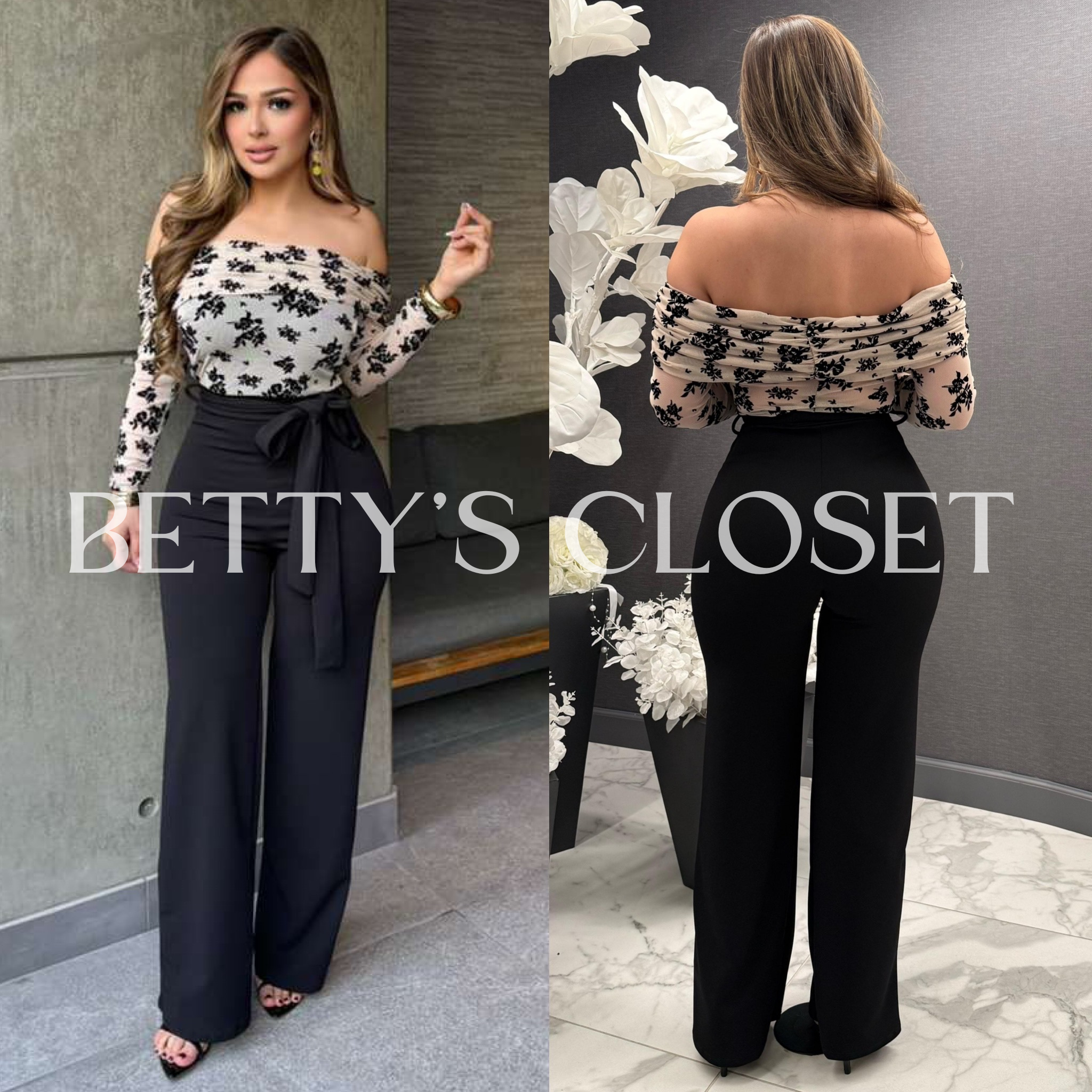 Danielle Off Shoulder Long Sleeve Lace Jumpsuit