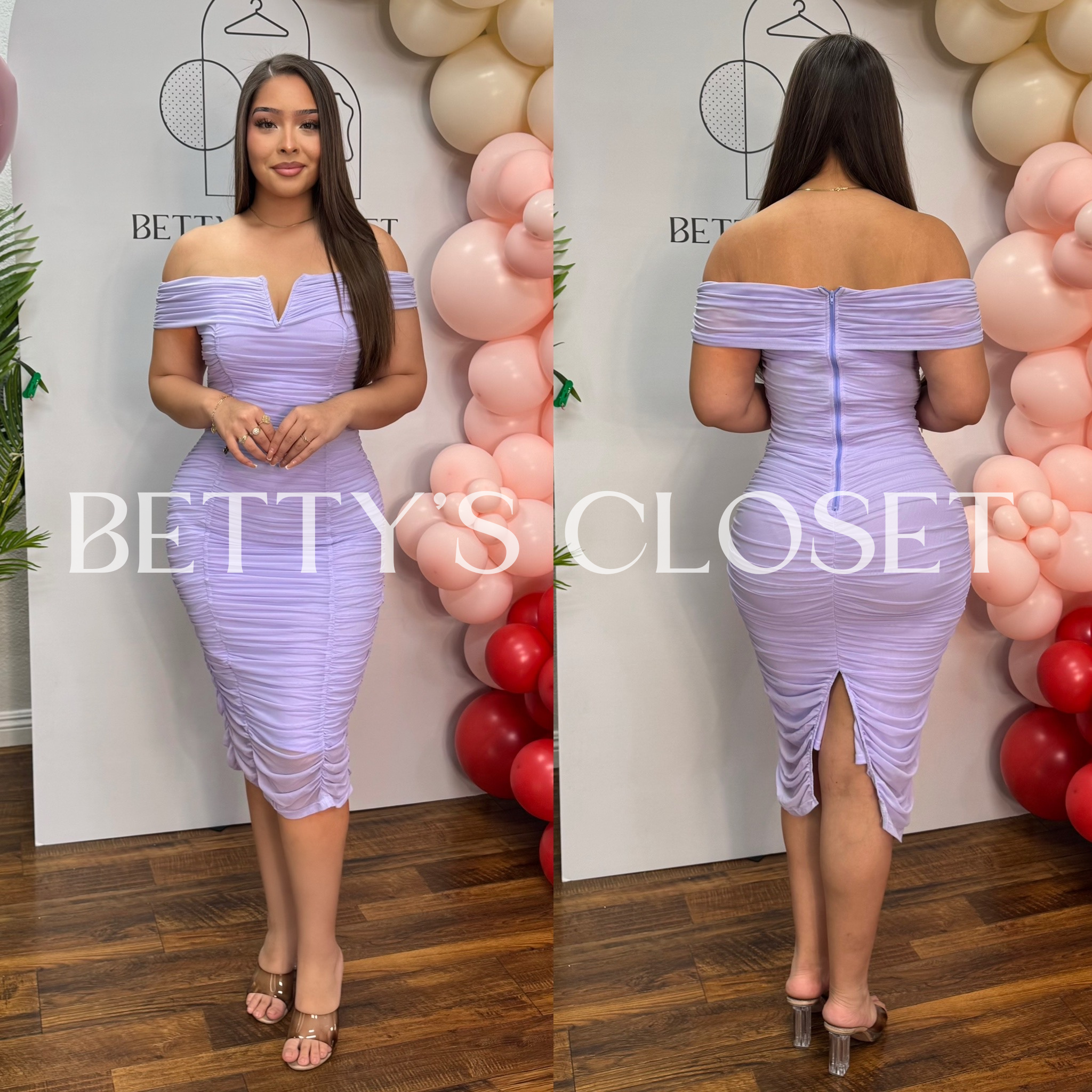 Sarahi Mesh Off Shoulder Ruched Midi Dress