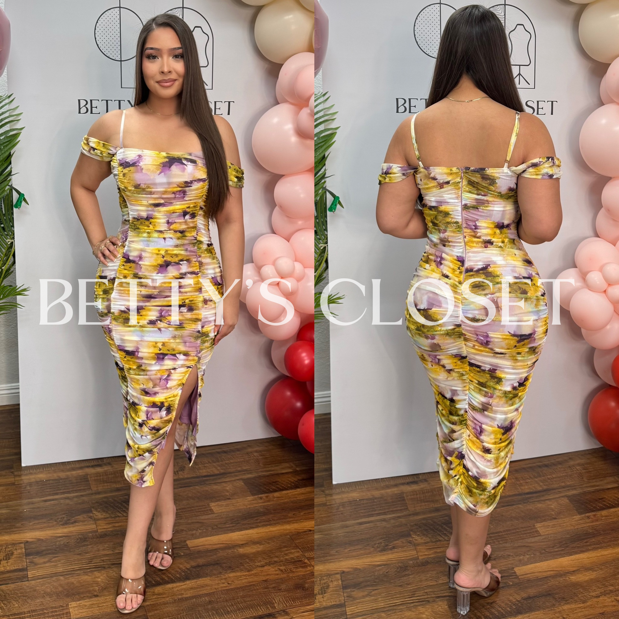 Anahi Floral Mesh Midi Dress