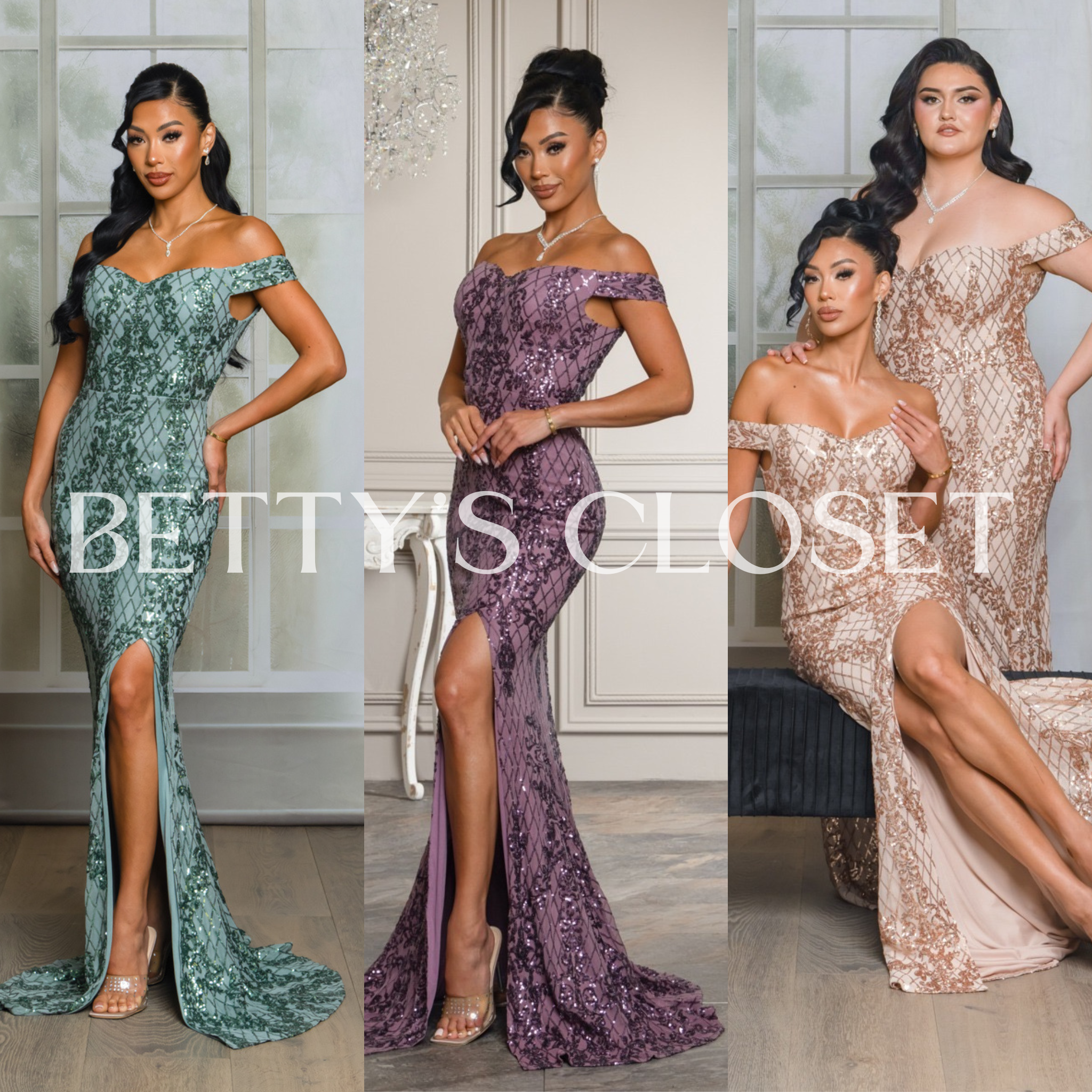 Camila Sequin Off Shoulder Gown