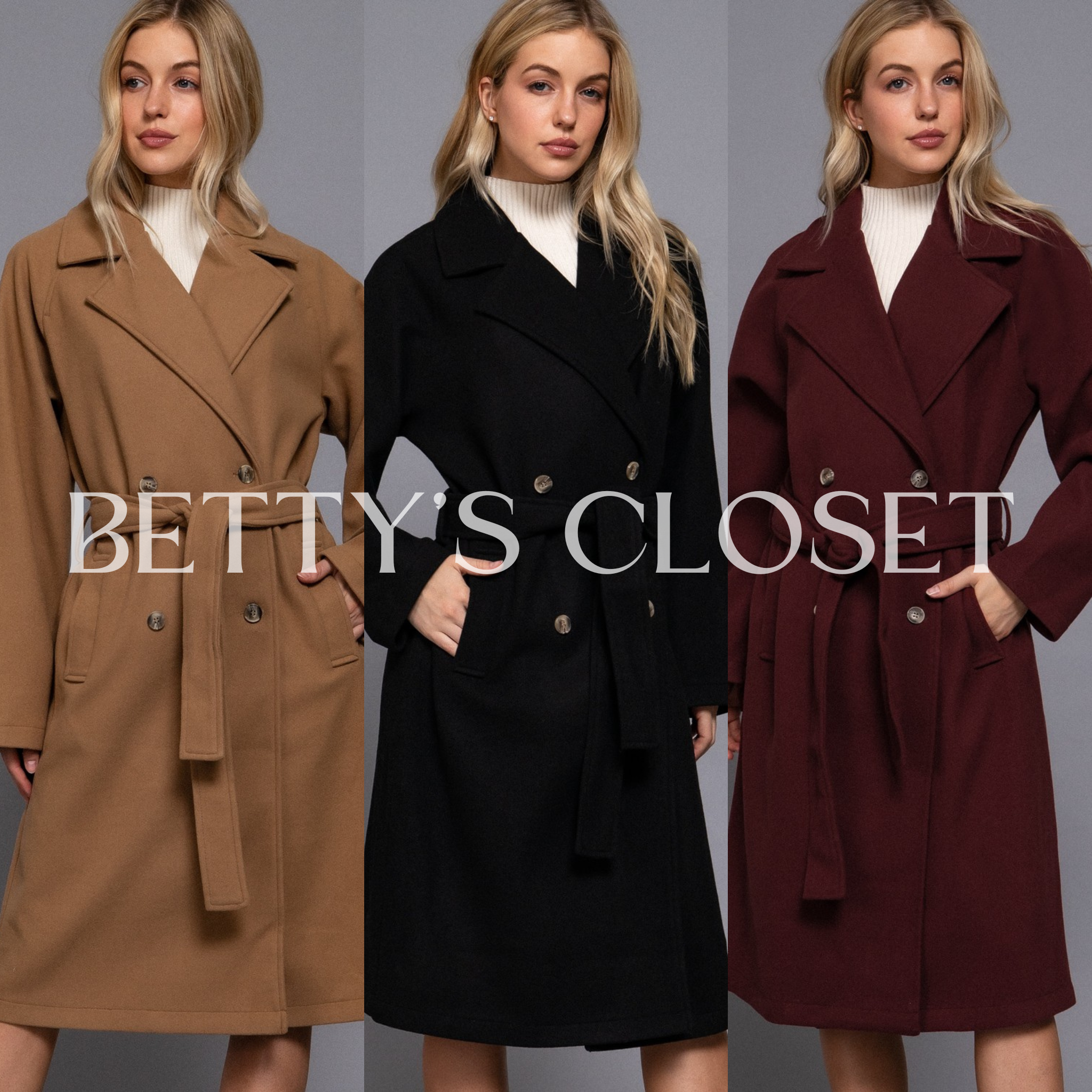 Jackie Double Breasted Soft Felt Trench Coat