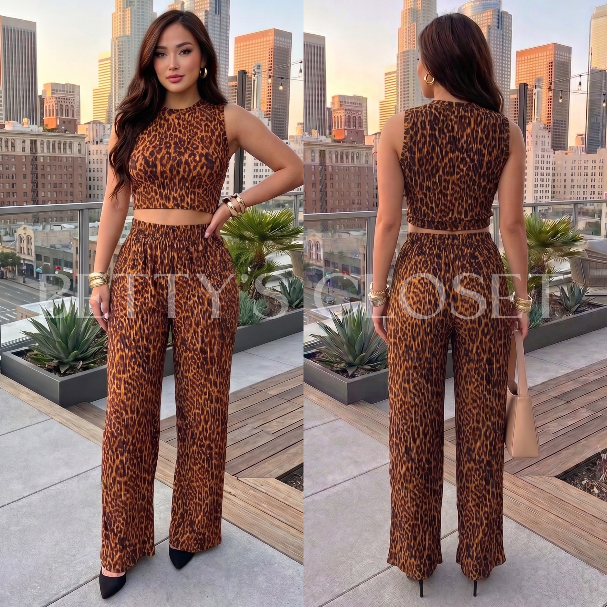 Araceli Print Crinkle 2pc Pant Set