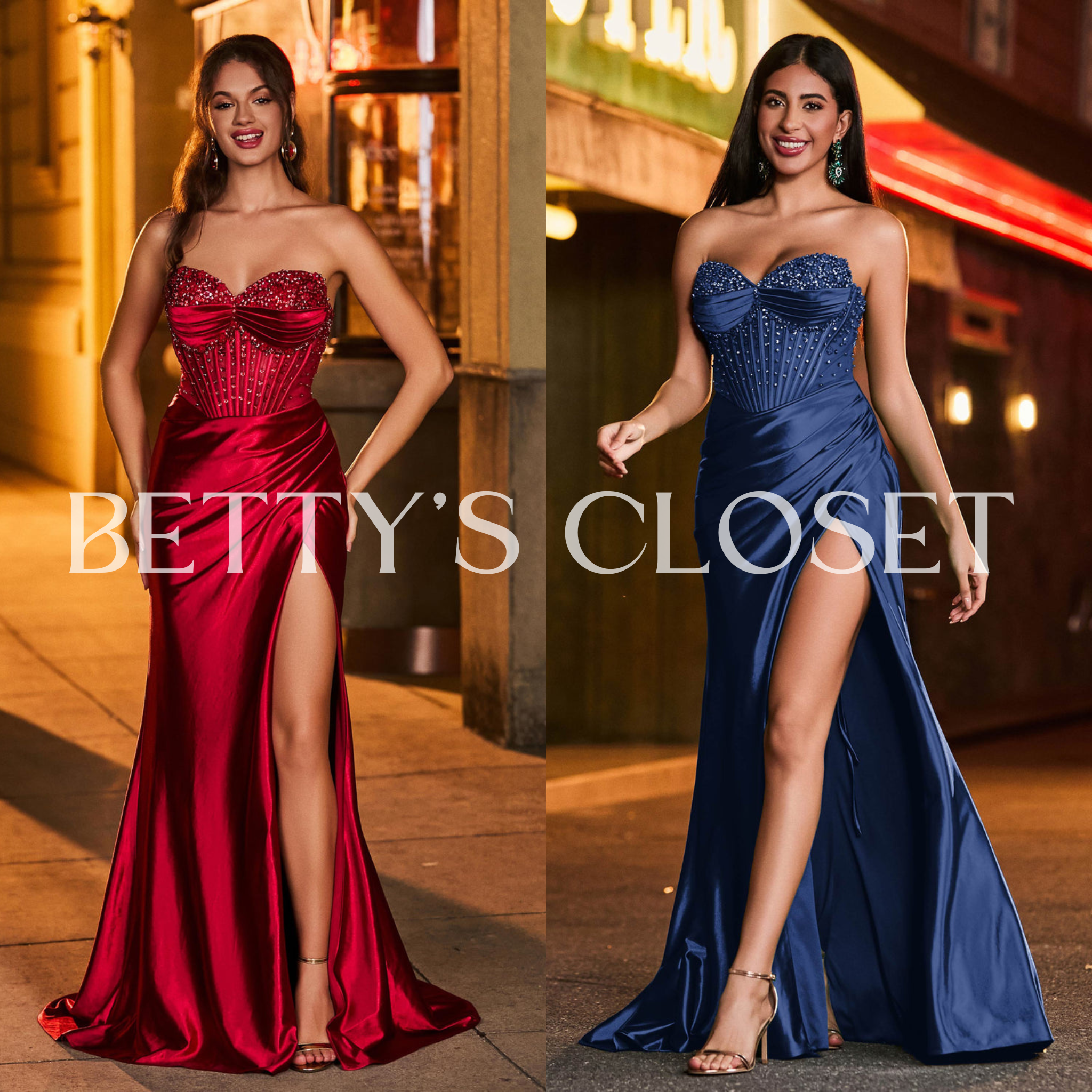 Aurora Flower Embellished Corset Satin Off Shoulder Gown