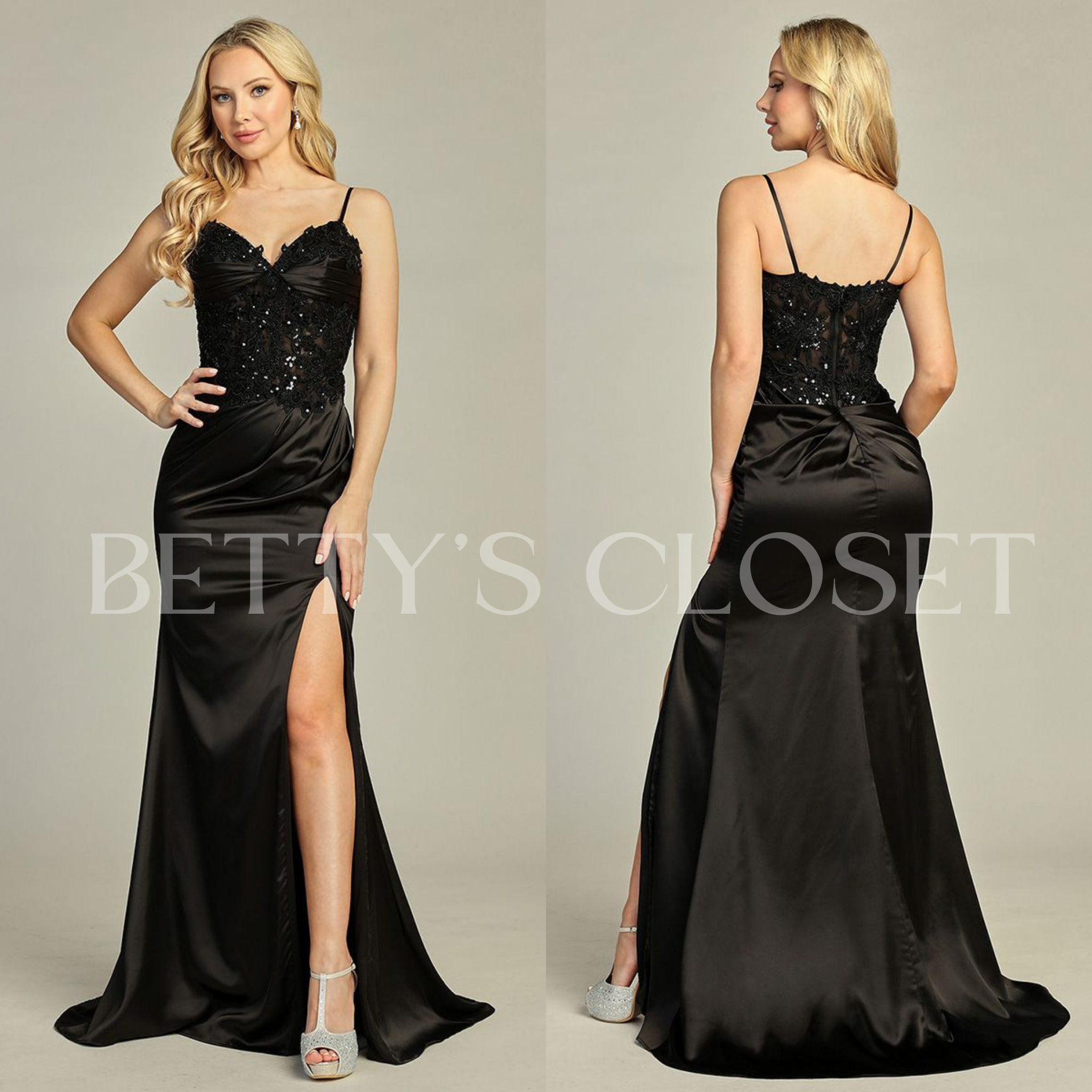 Jimena Lace Embroidered Satin Gown