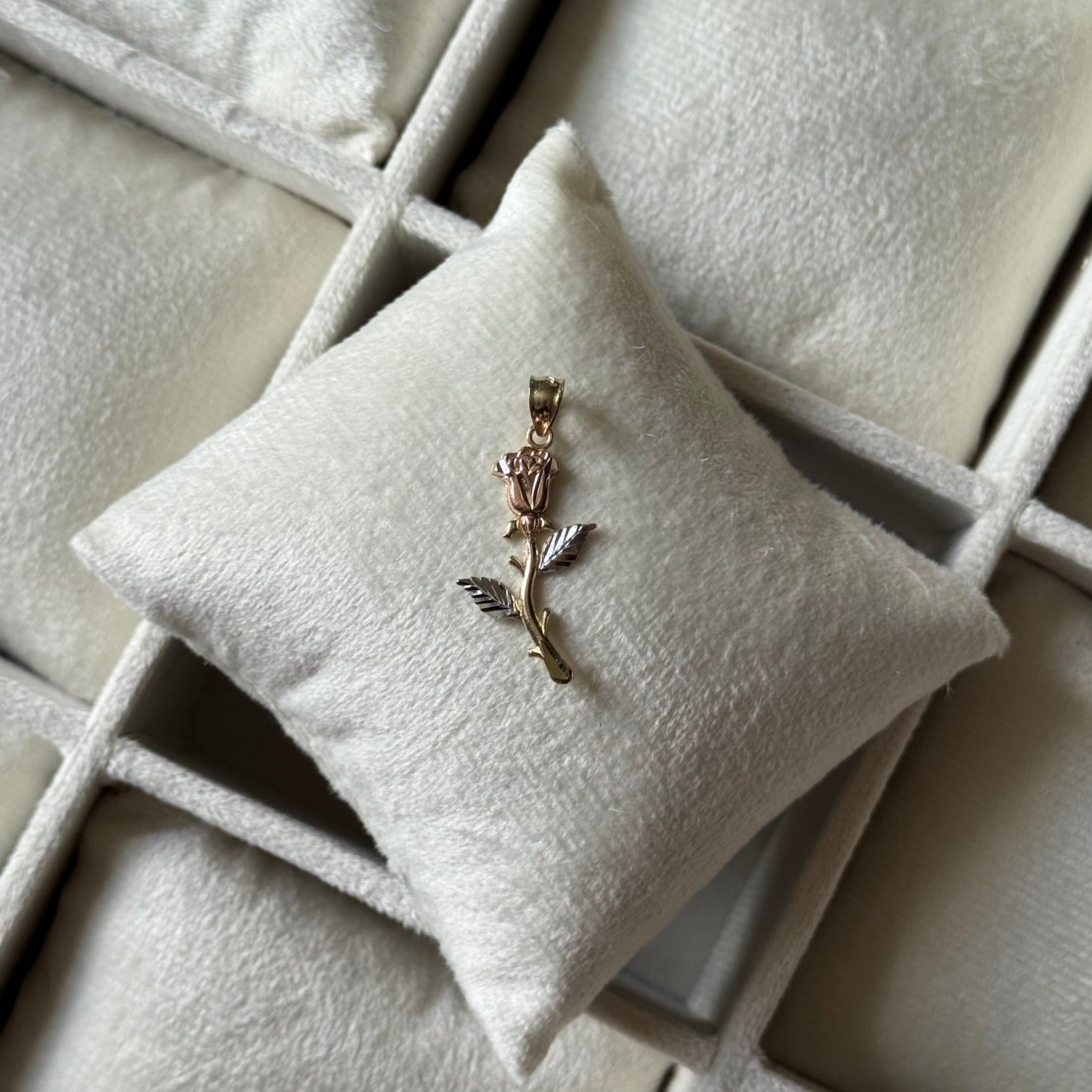 14k Gold Eternal Flower Tri Tone Pendant