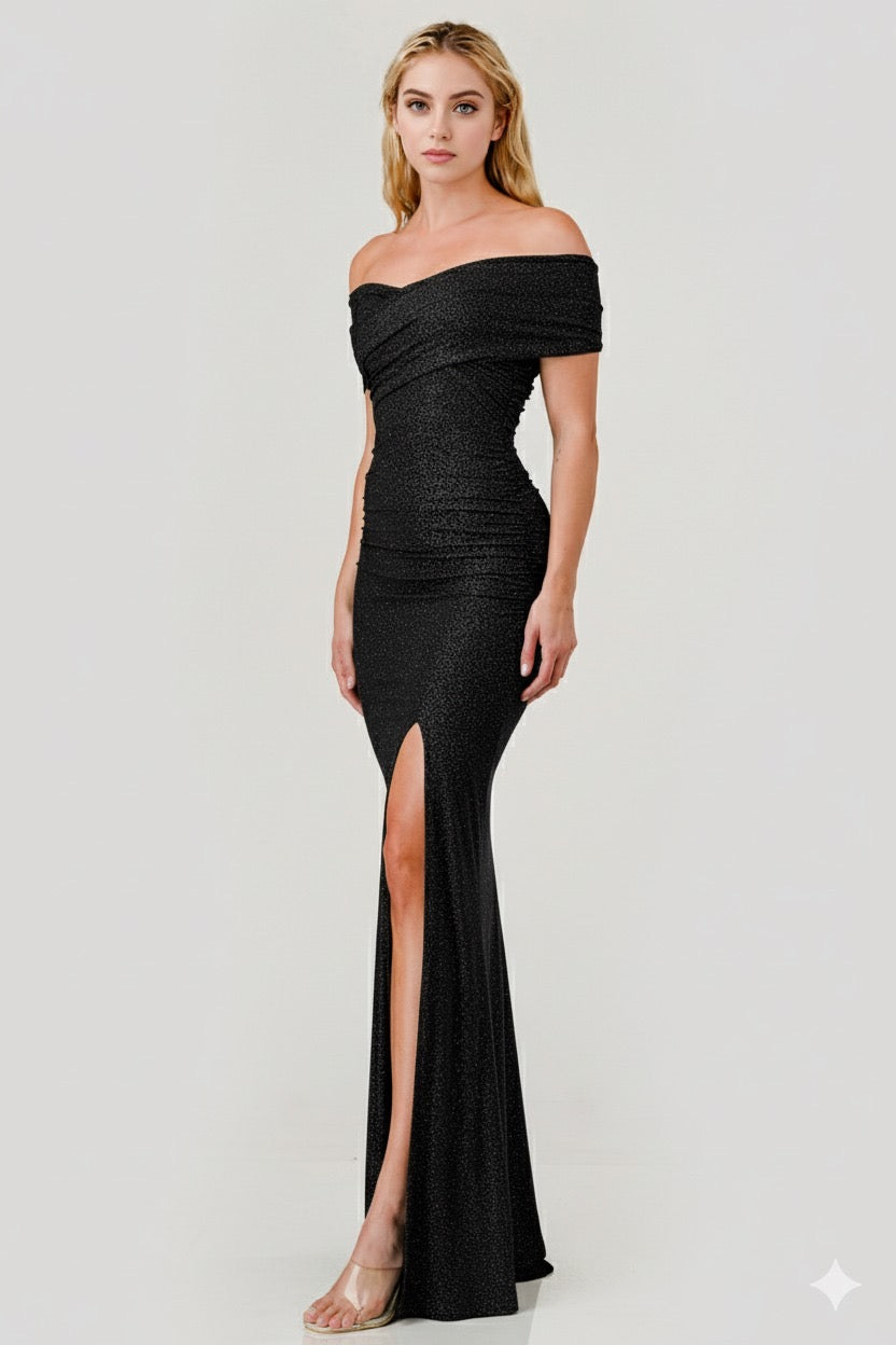 Madison off Shoulder Glitter Gown