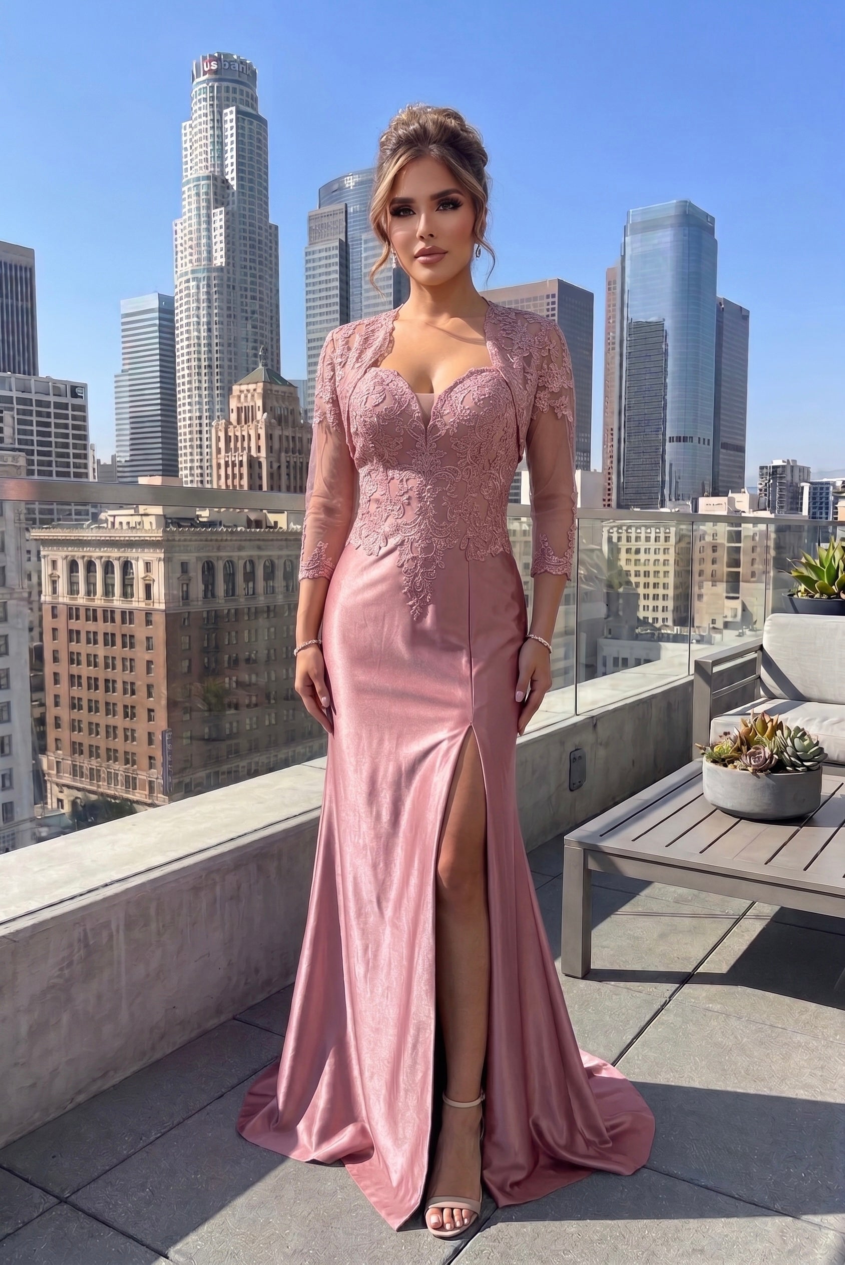 Viviana Sweetheart Embroidered Formal Gown With Jacket
