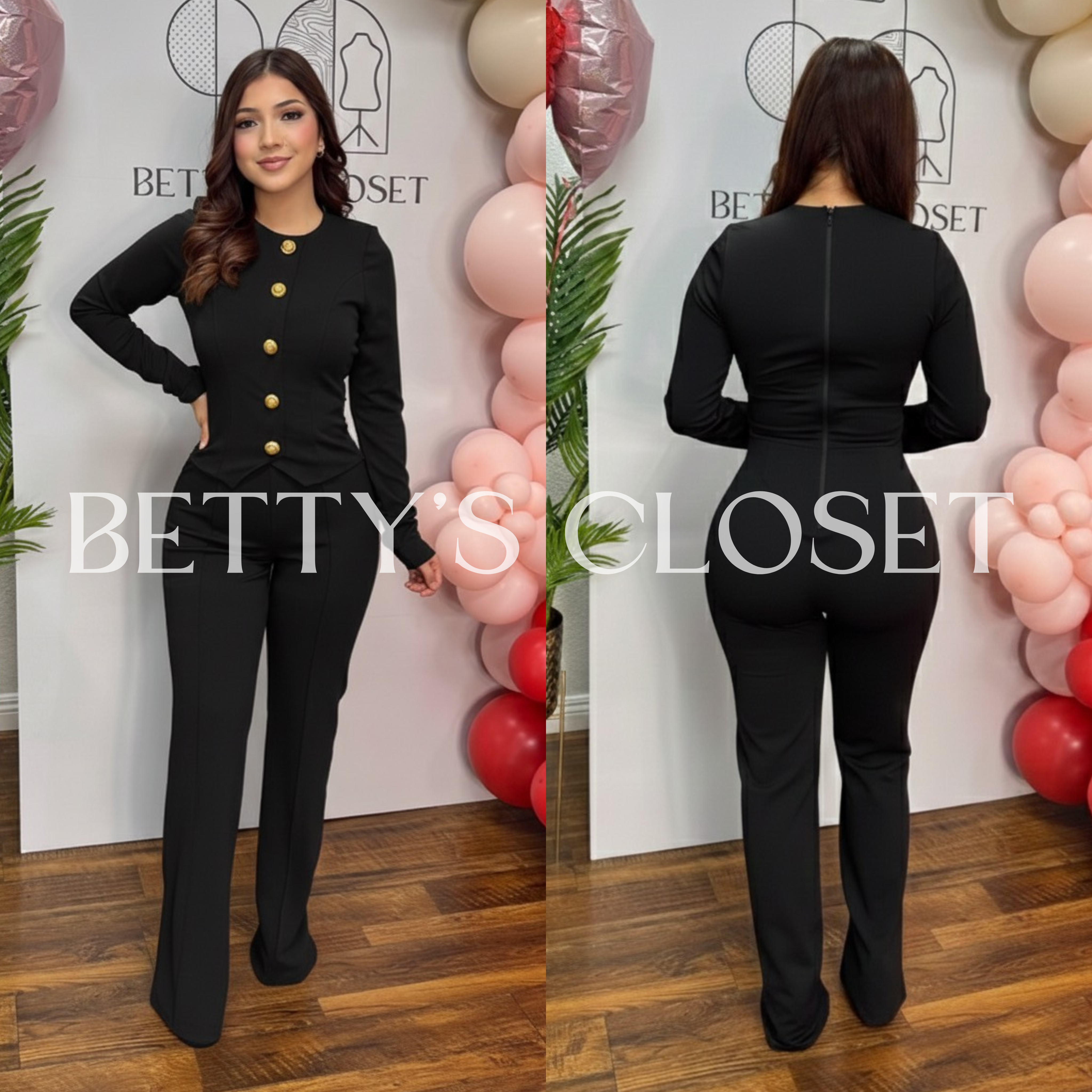 Liliana Long Button Up Sleeve Shell Button Jumpsuit