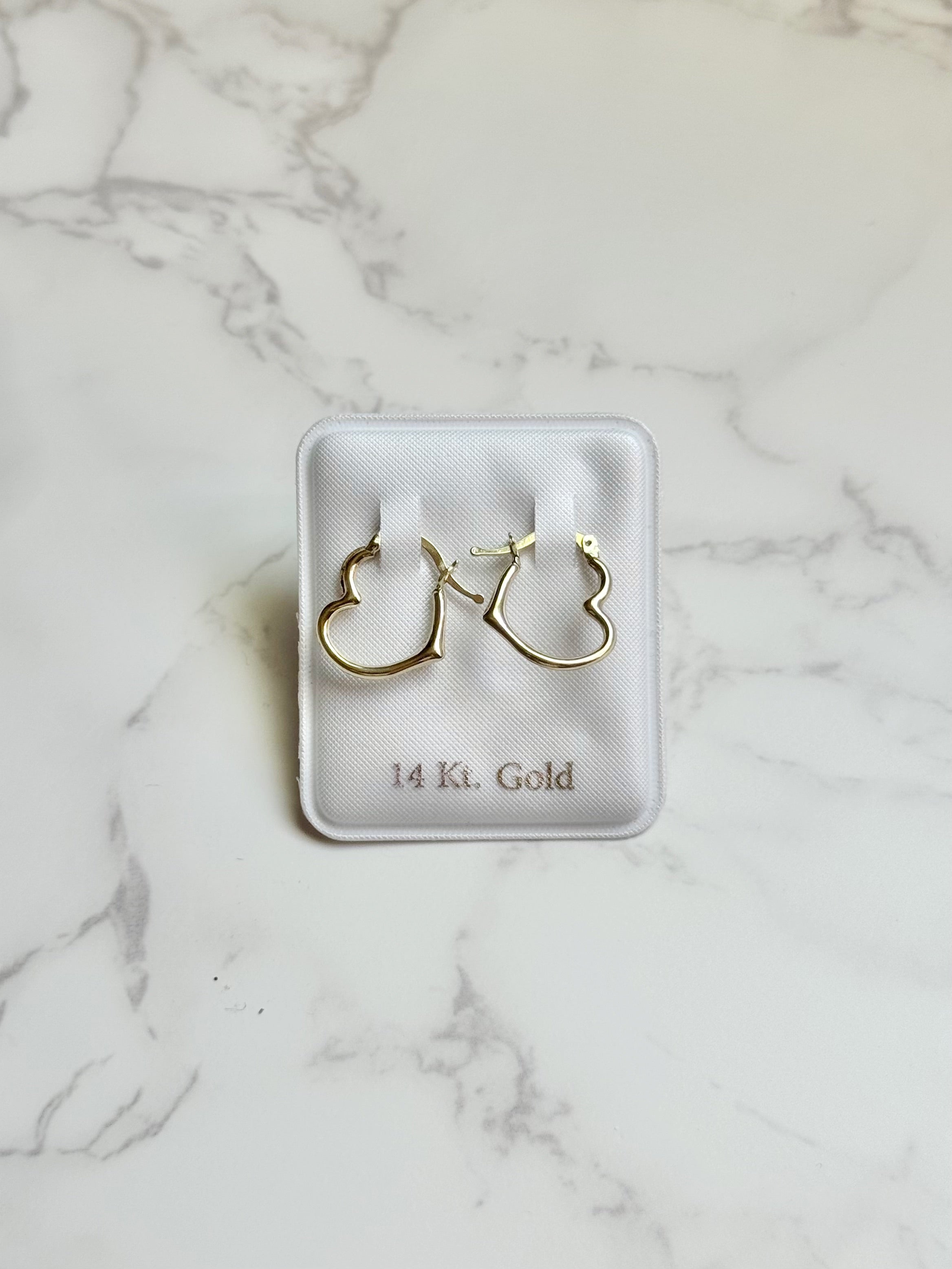 14K GOLD Heart Shaped Hoop Earrings