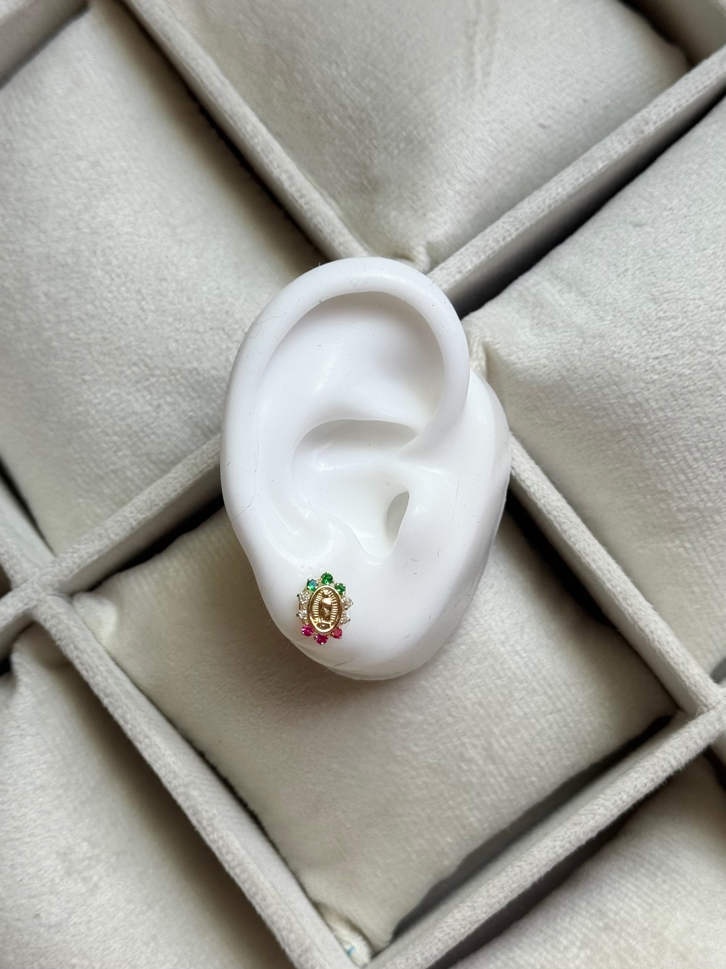 14K GOLD Virgen de Guadalupe Earrings