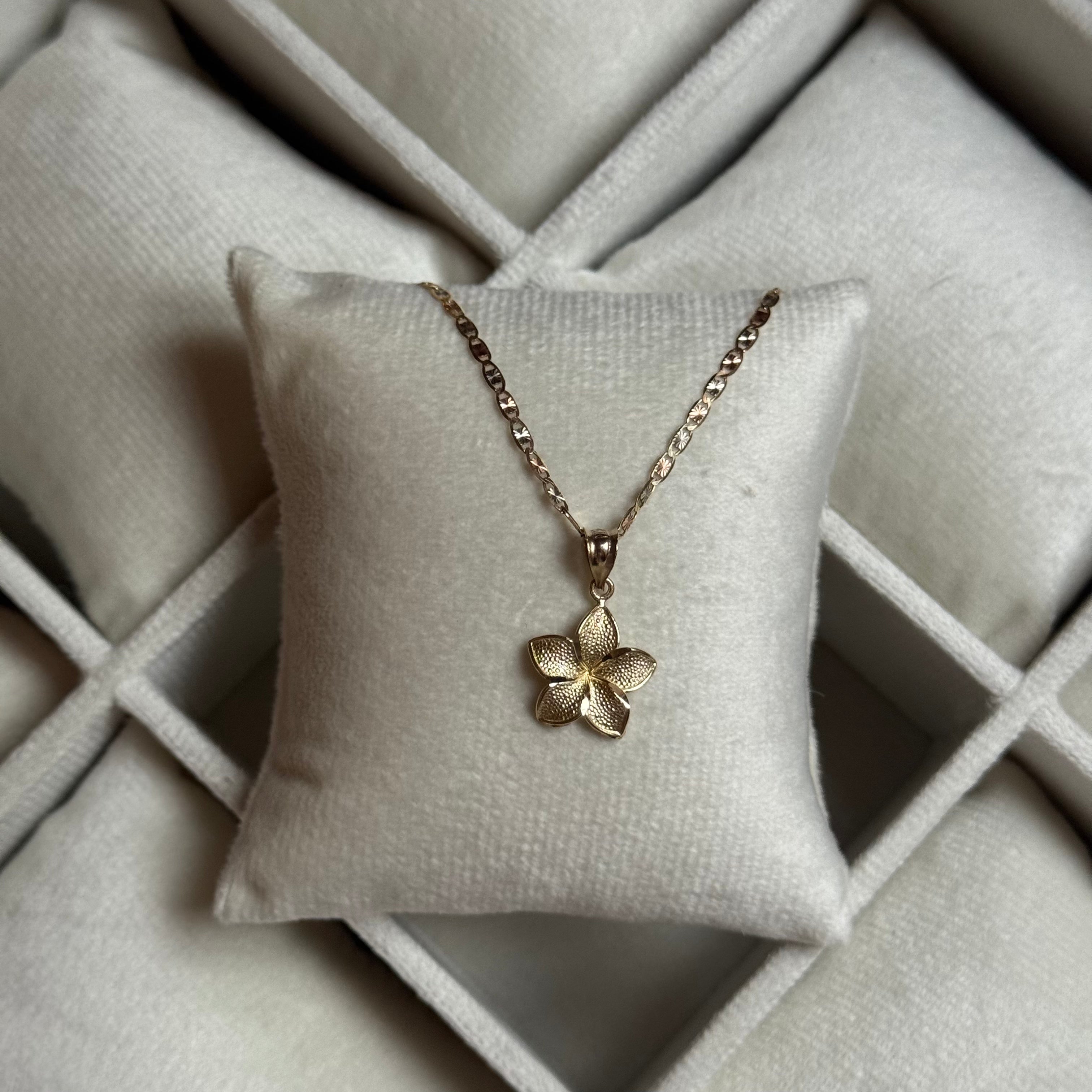 14k Gold Hibiscus Pendant