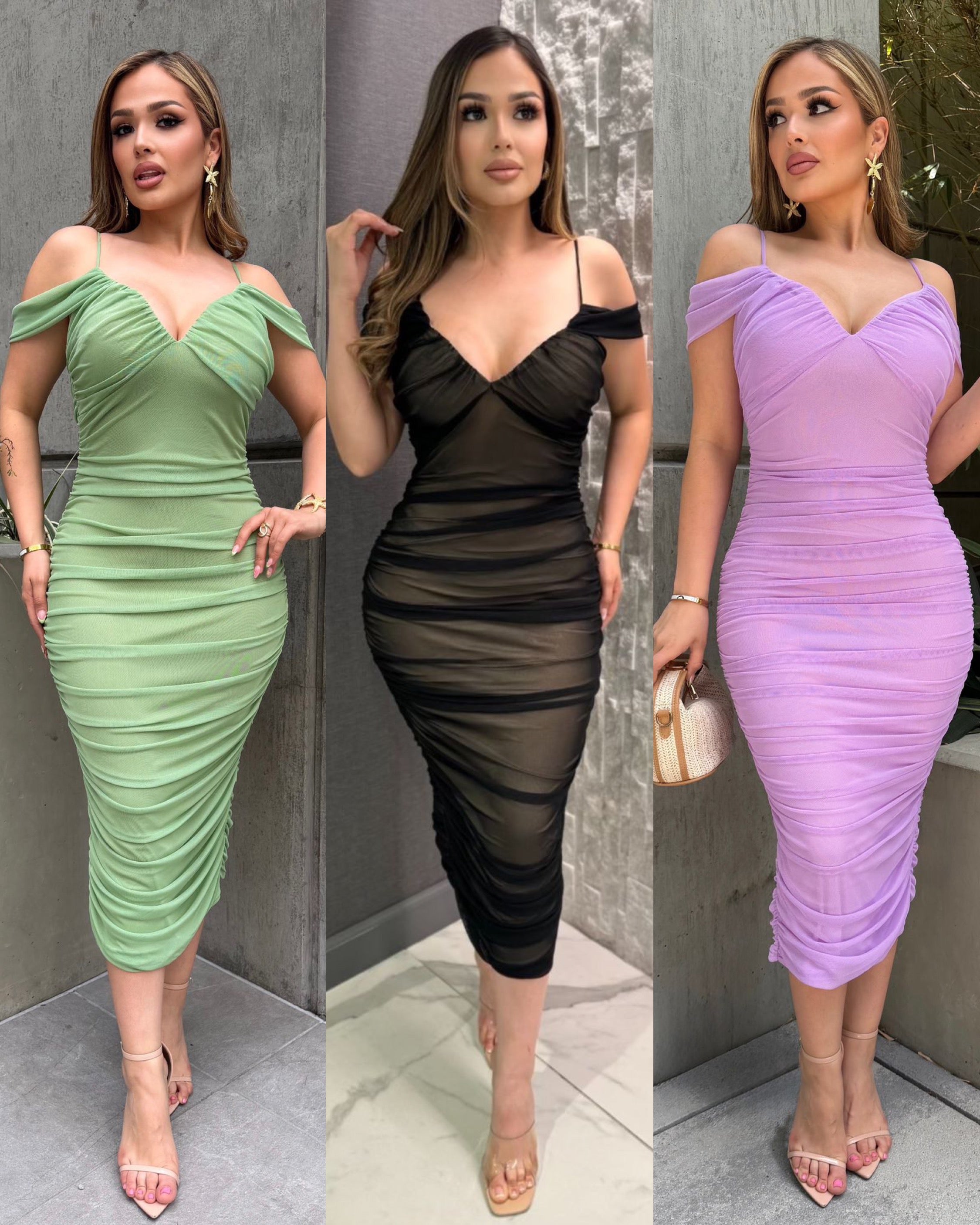 Angelica Short Sleeve Off Shoulder Ruched Dress