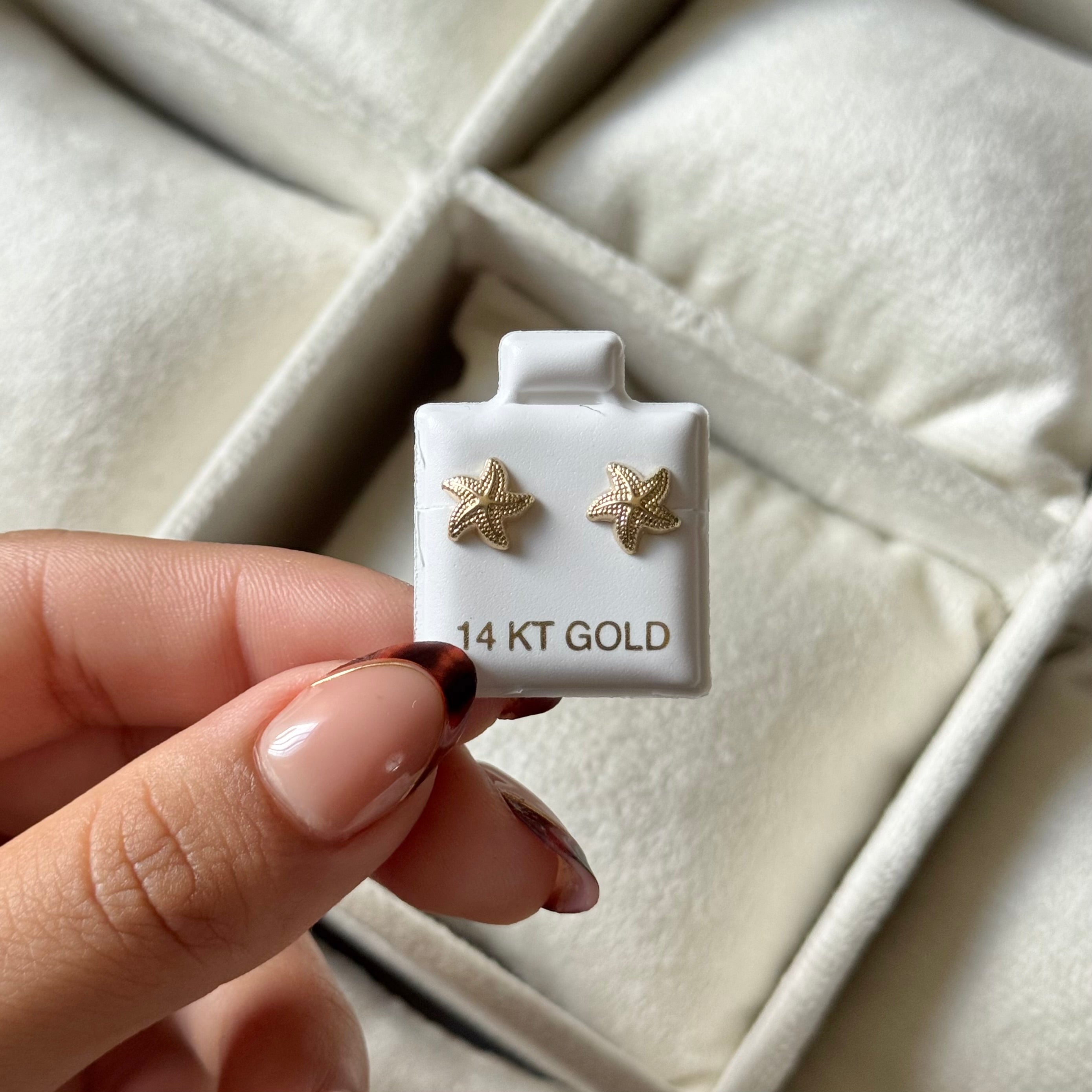 14k Gold Starfish Earrings