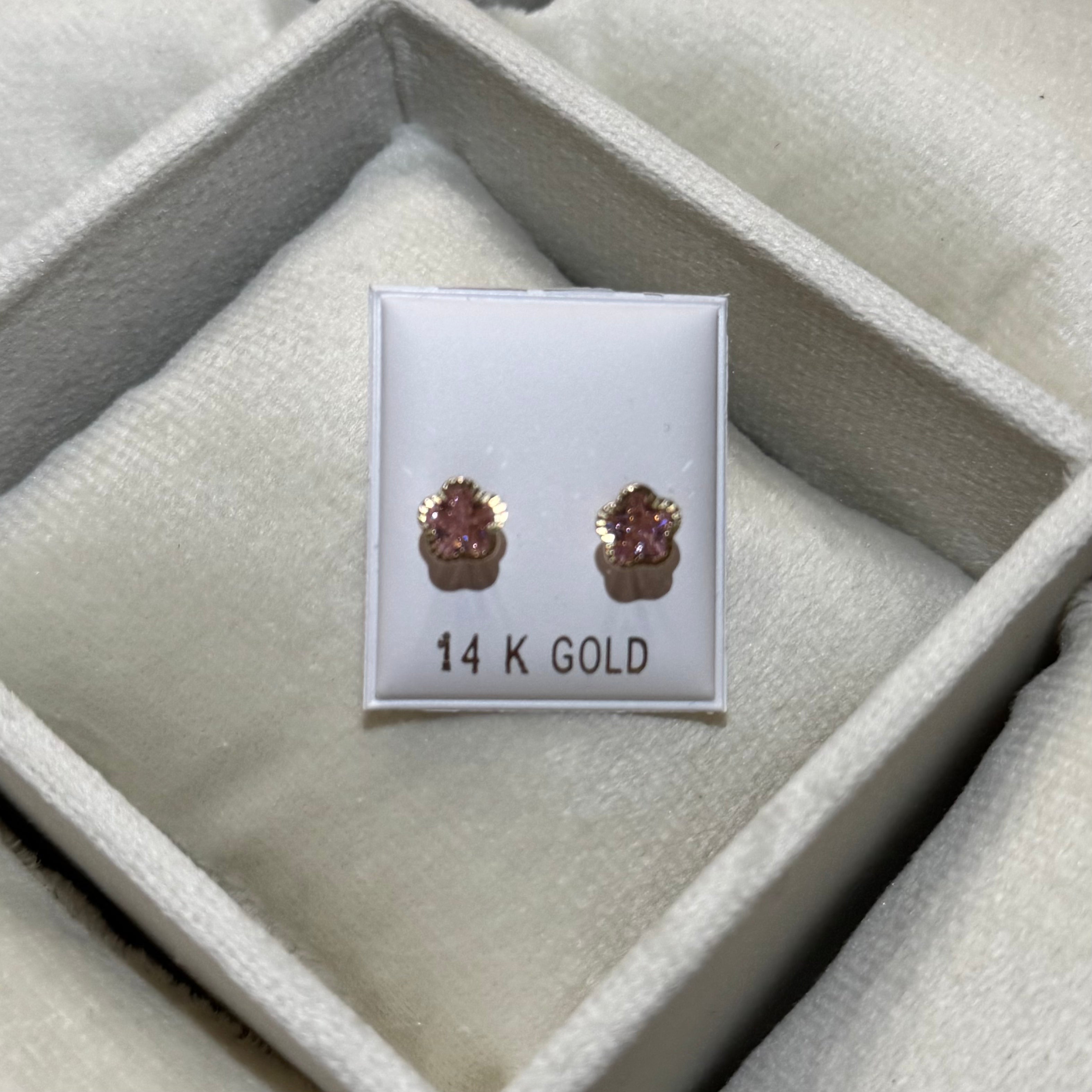 14K Gold Flower Stud Earrings