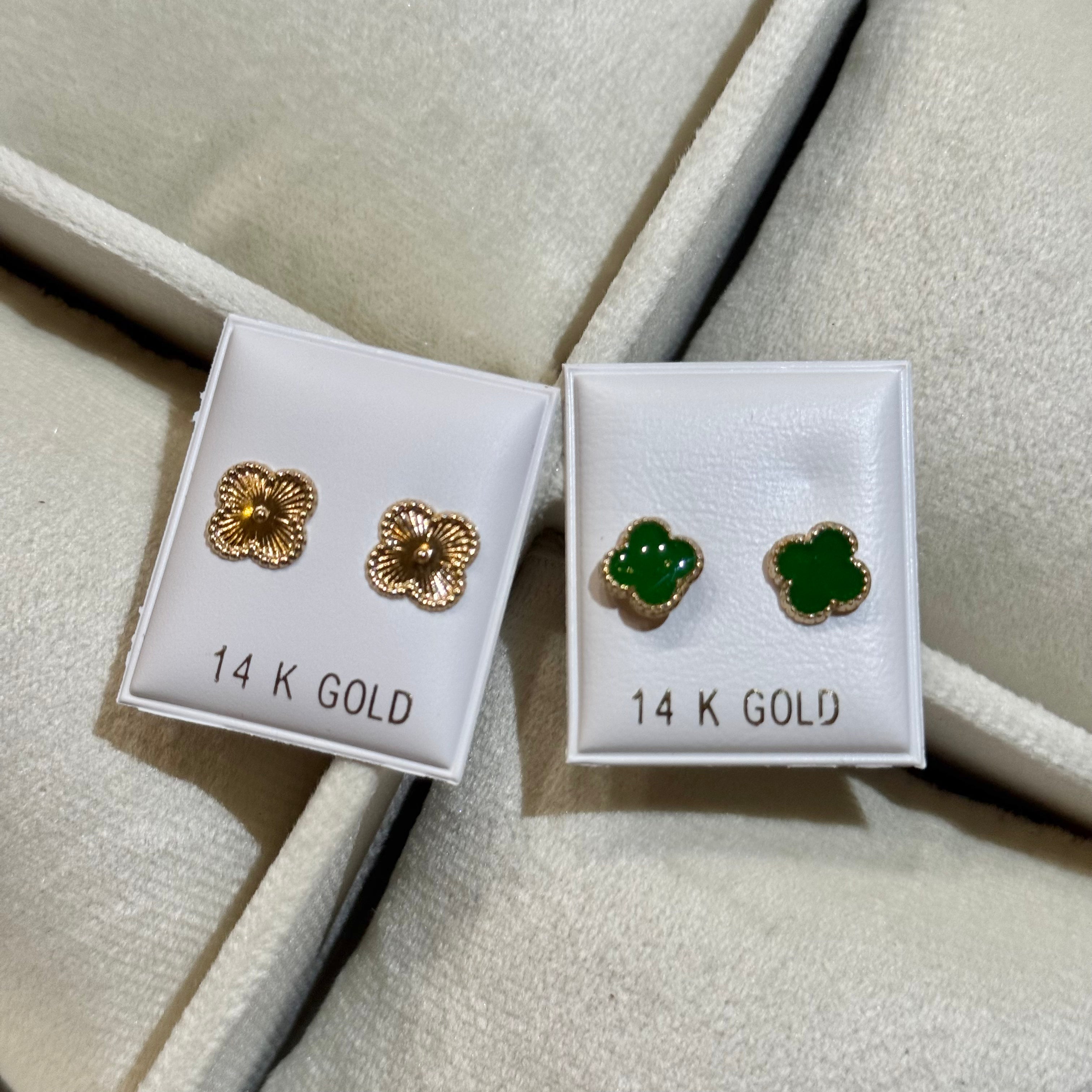 14k Gold Dainty Lucky Earrings
