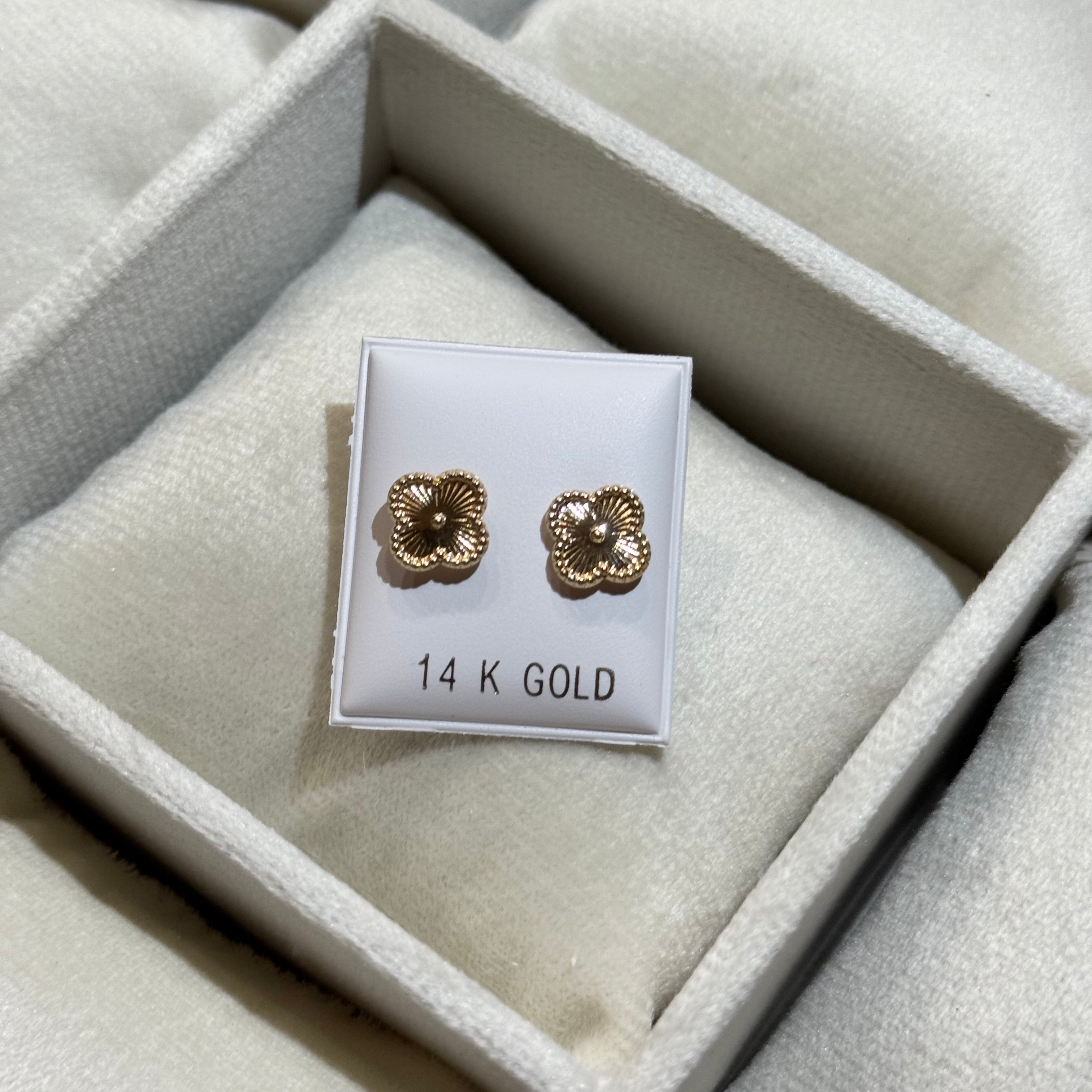 14k Gold Dainty Lucky Earrings