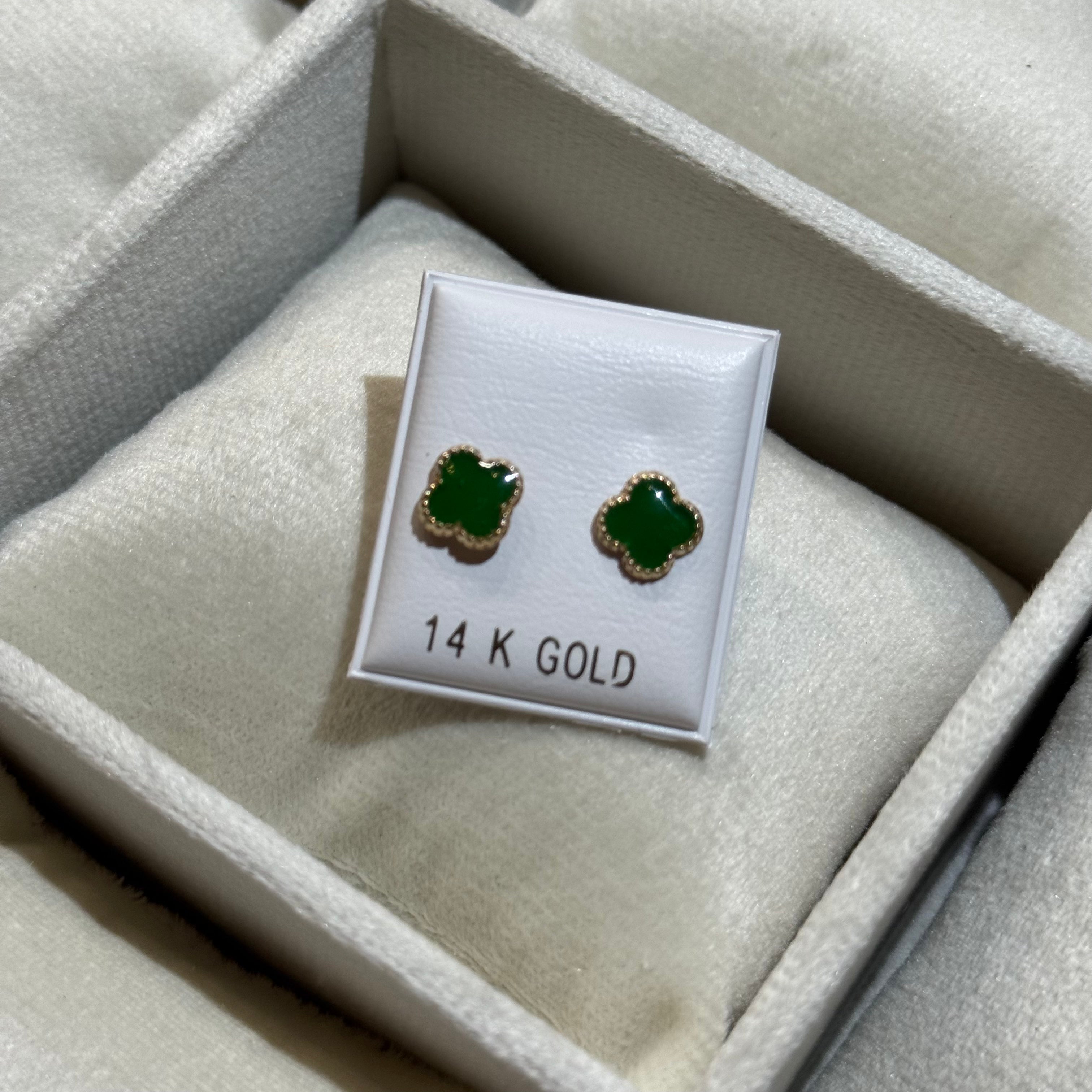 14k Gold Dainty Lucky Earrings