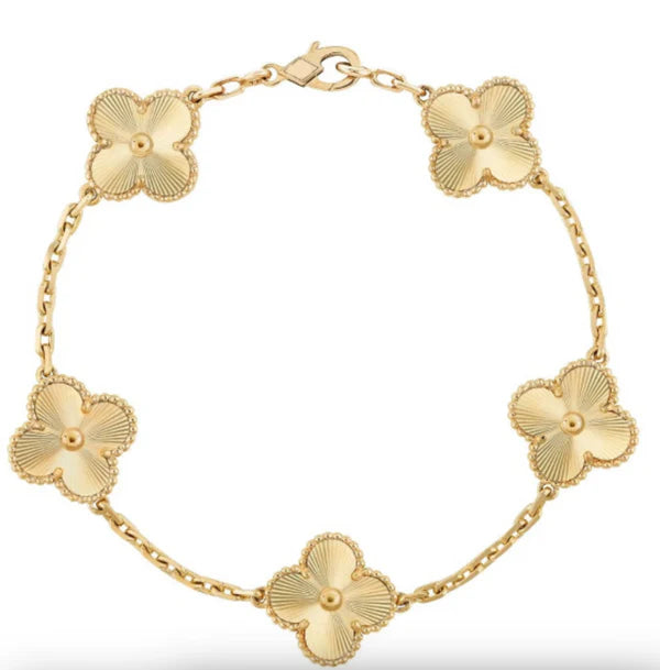 14k Gold 5 Motif Clover Bracelet