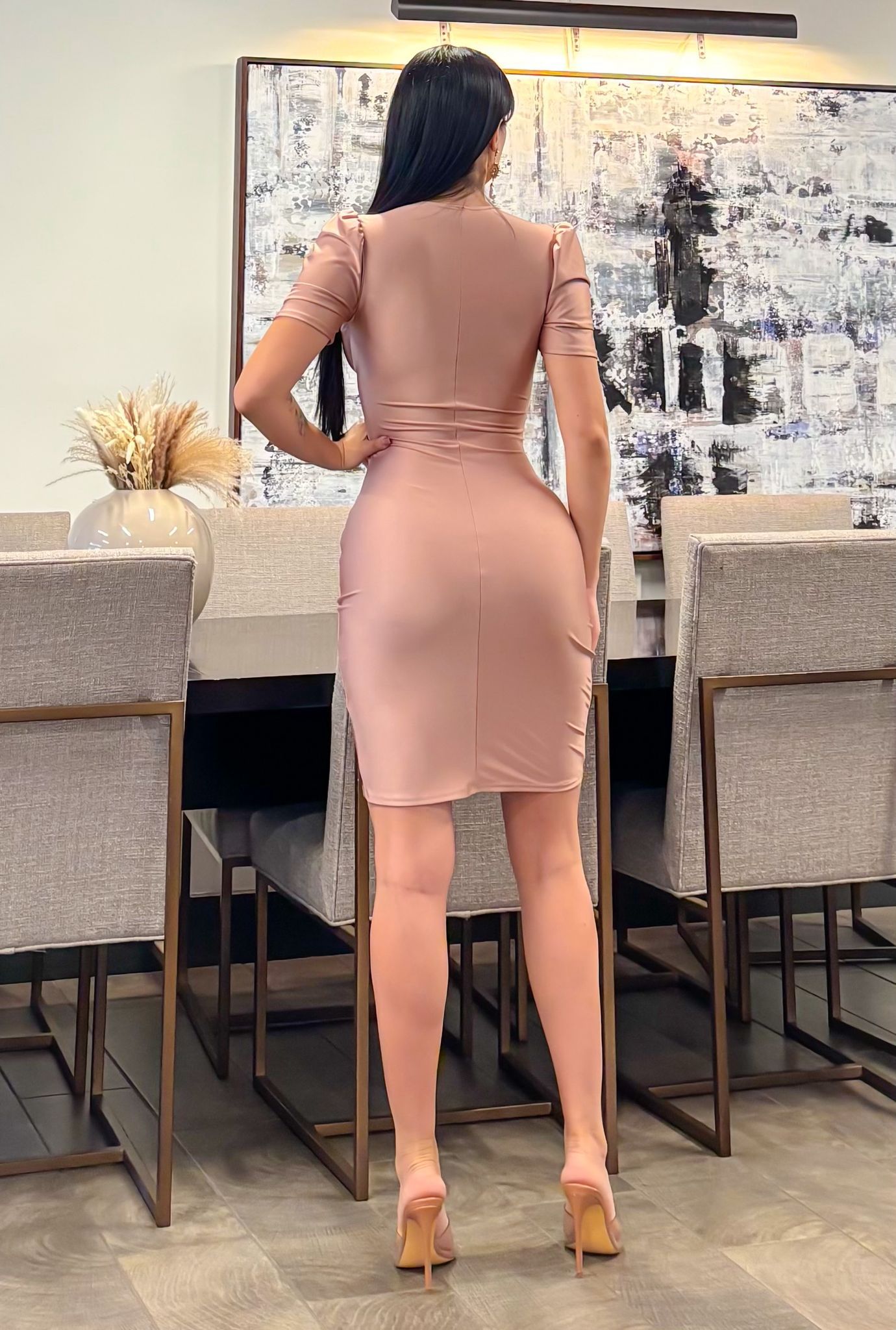 Matilda Front Knott Puff Sleeve Dress